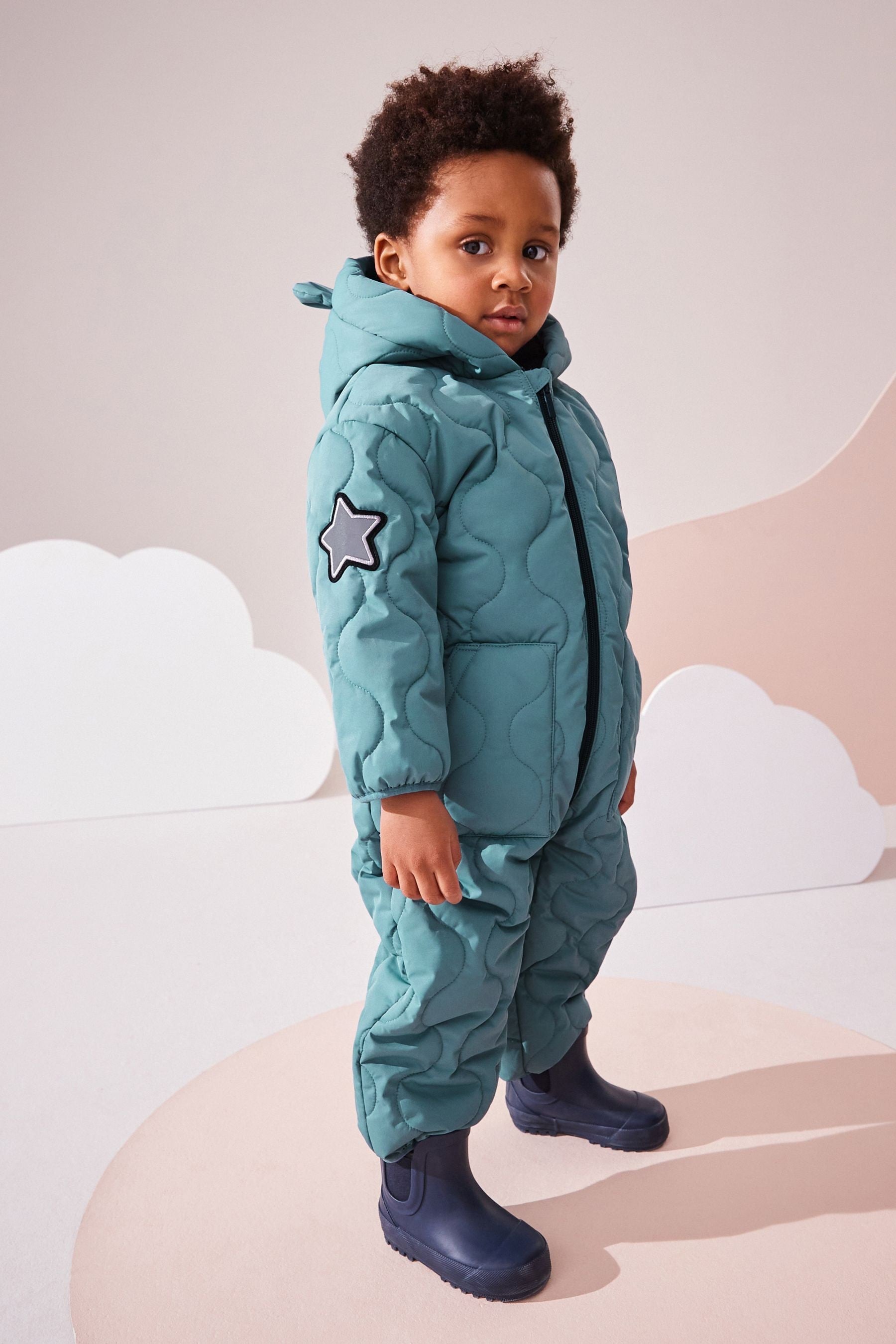 Light Blue Onion Quilt Plain Shower Resistant Snowsuit (3mths-7yrs)