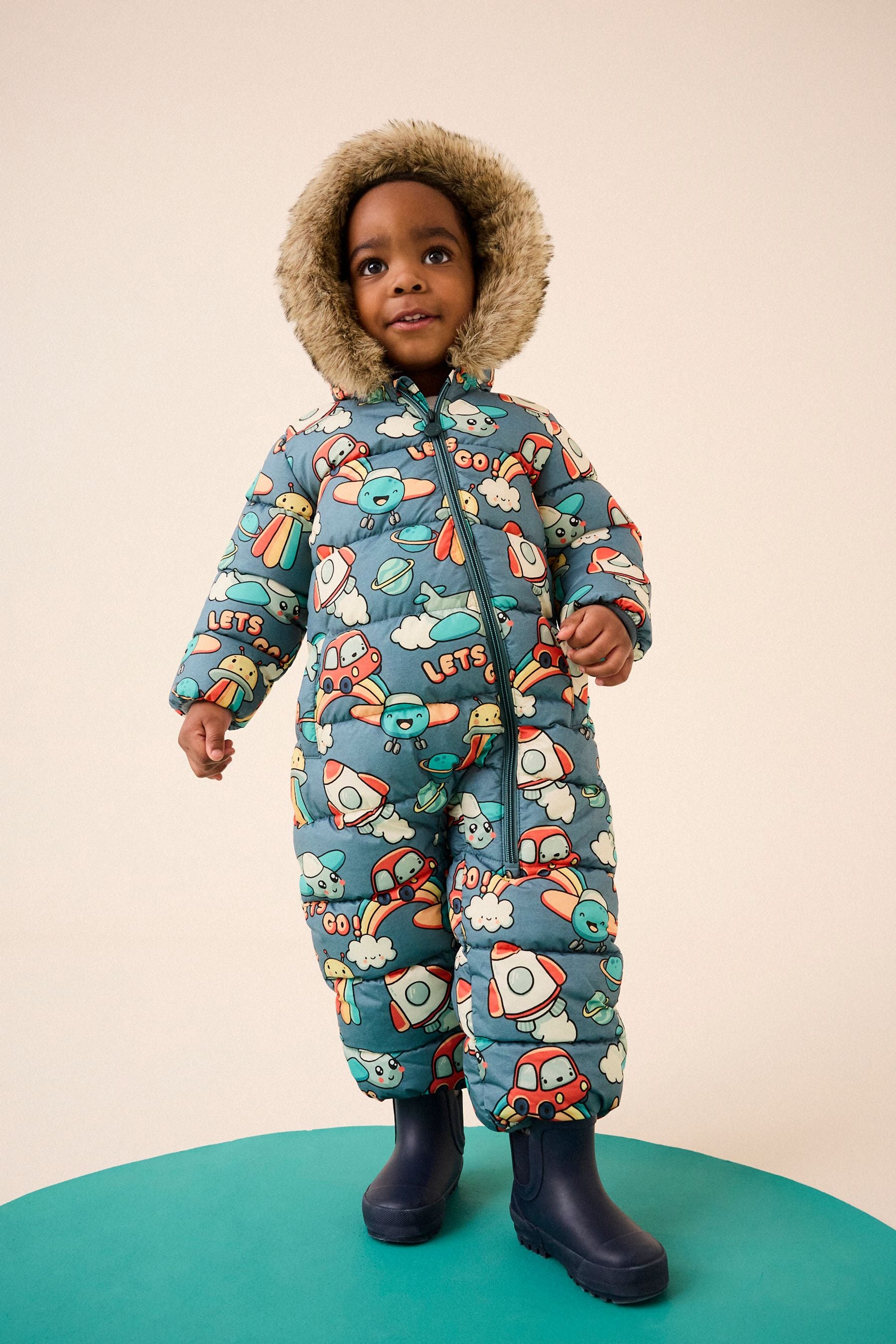 Grey Space Print Snowsuit (3mths-7yrs)