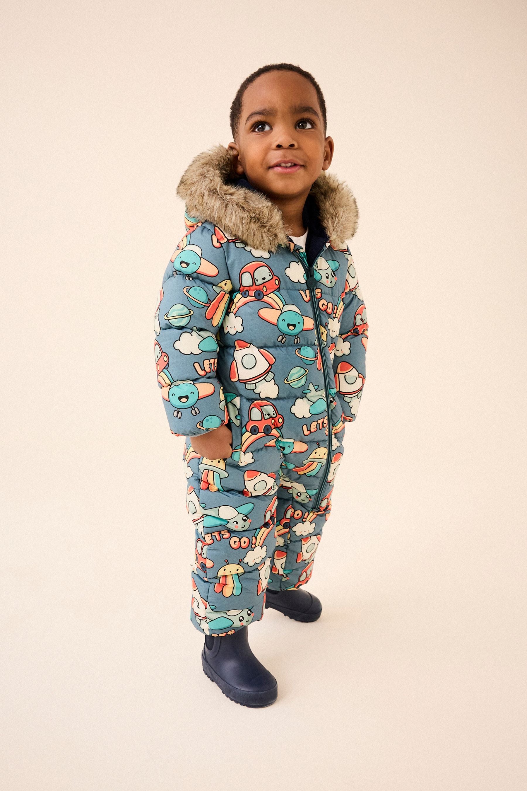 Grey Space Print Snowsuit (3mths-7yrs)