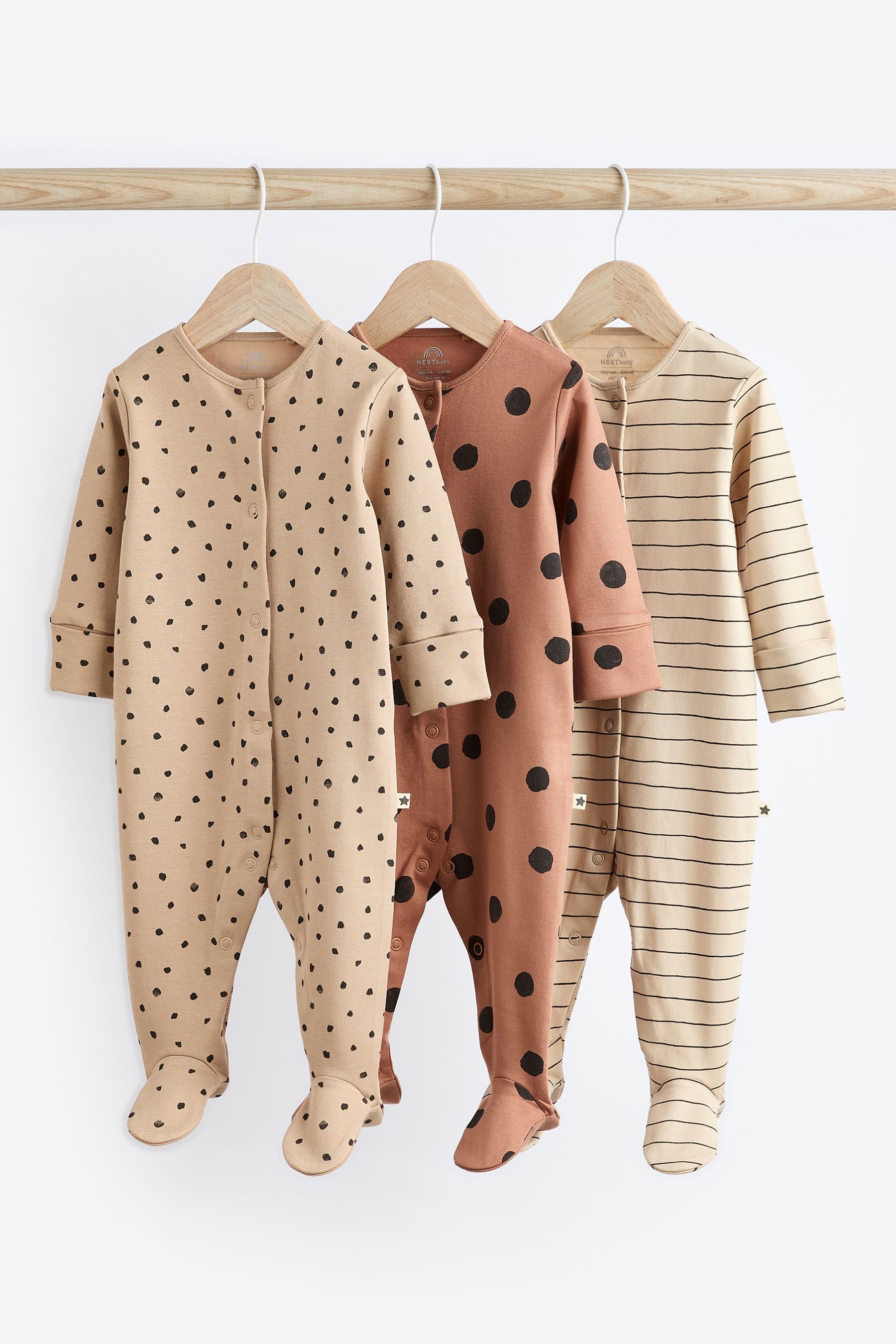 Neutral Baby 100% Cotton Sleepsuits 3 Pack (0mths-2yrs)