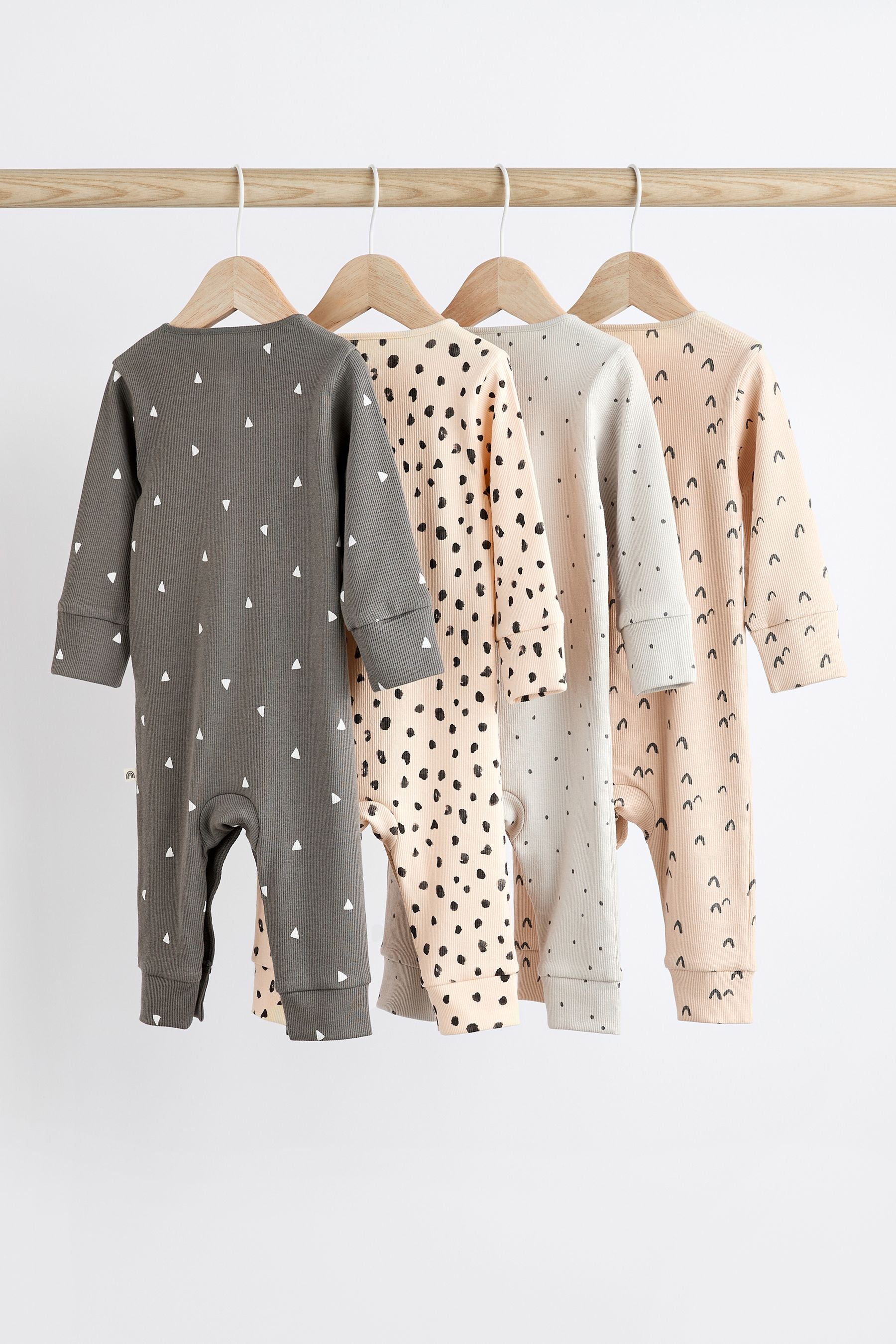 Black/Grey Baby Footless Sleepsuits 4 Pack (0mths-3yrs)