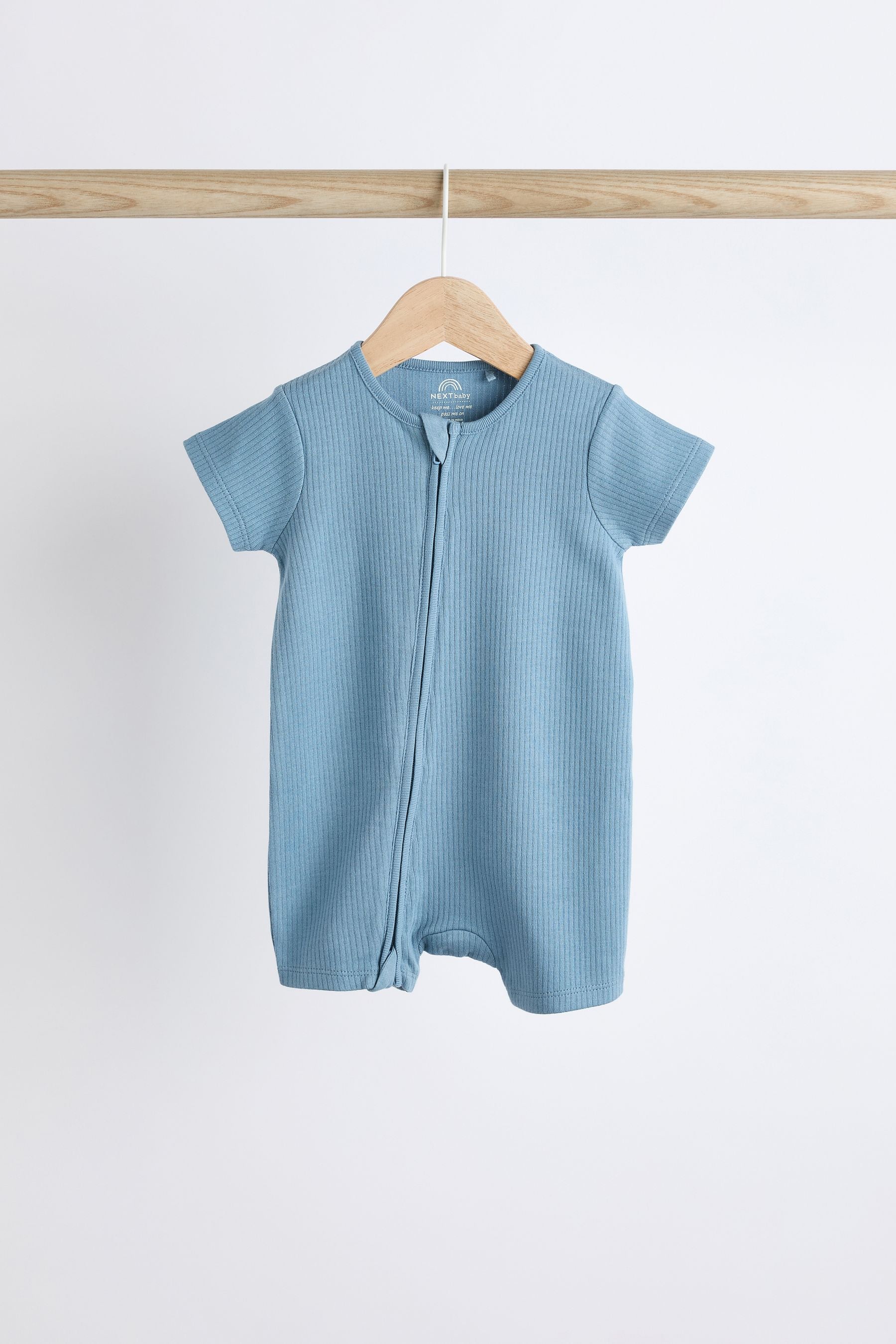 Blue Baby Two Way Zip Rompers 3 Pack (0mths-3yrs)