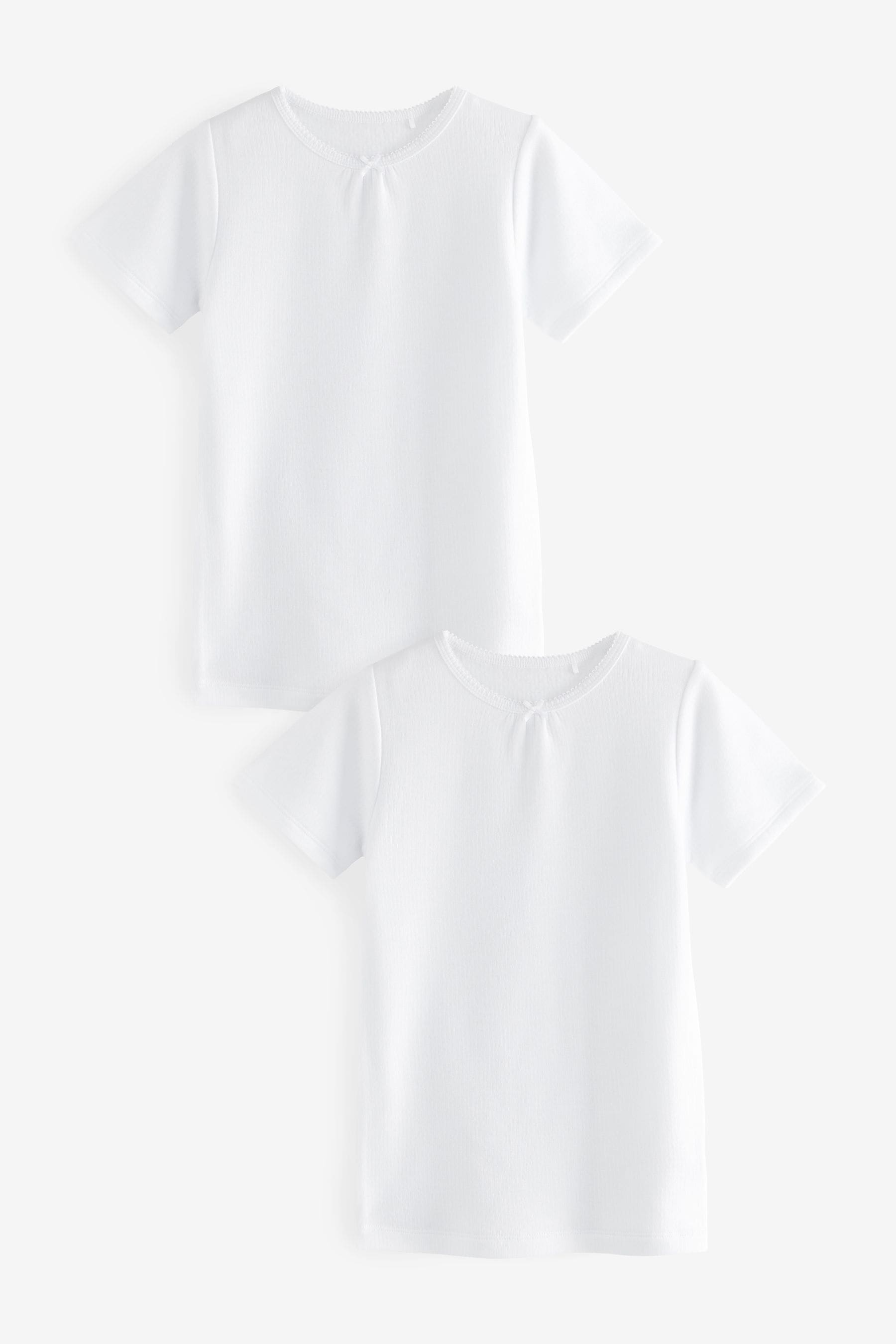 White Thermal Bow Trim T-Shirts 2 Pack (2-16yrs)