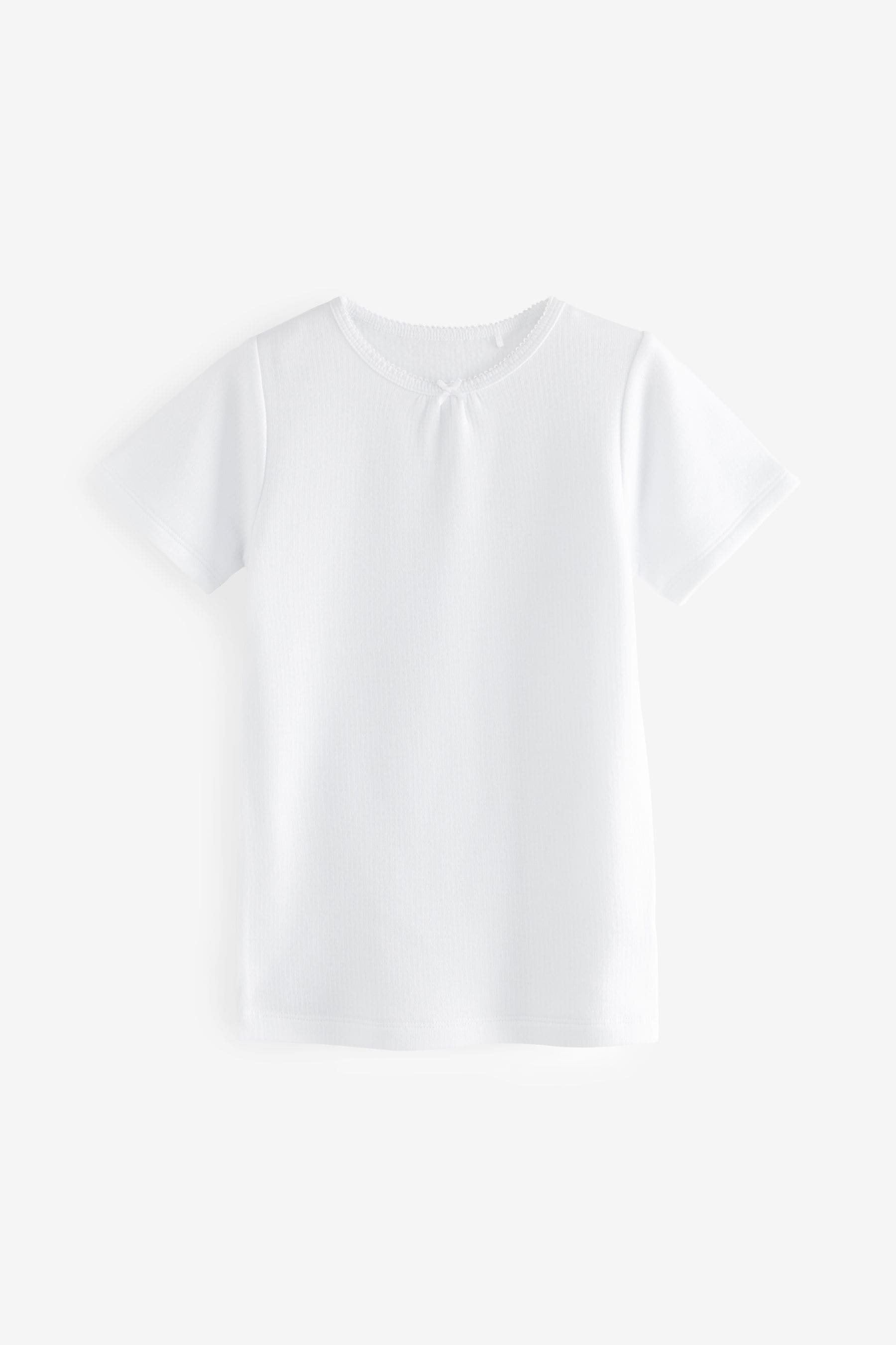 White Thermal Bow Trim T-Shirts 2 Pack (2-16yrs)