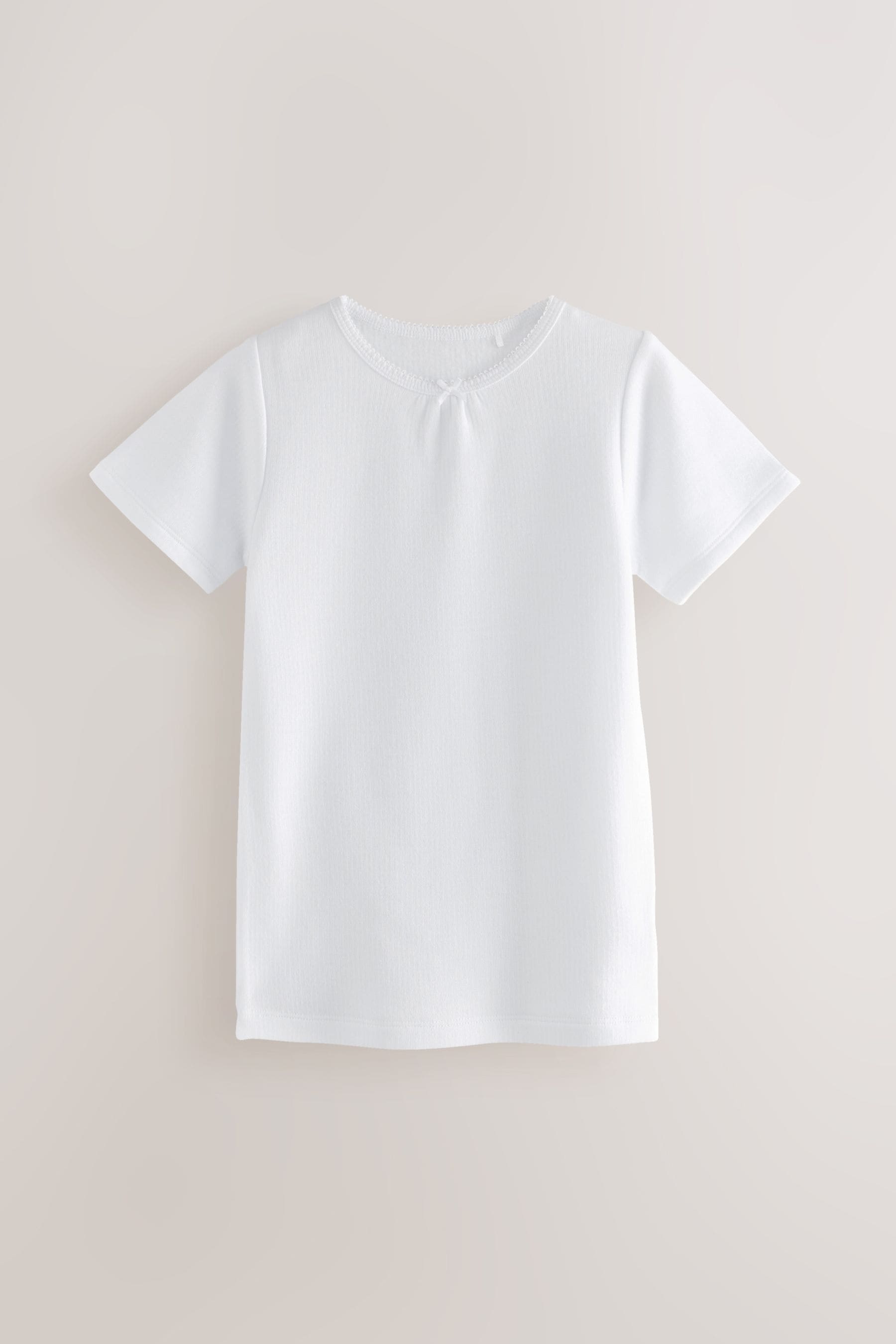 White Thermal Bow Trim T-Shirts 2 Pack (2-16yrs)