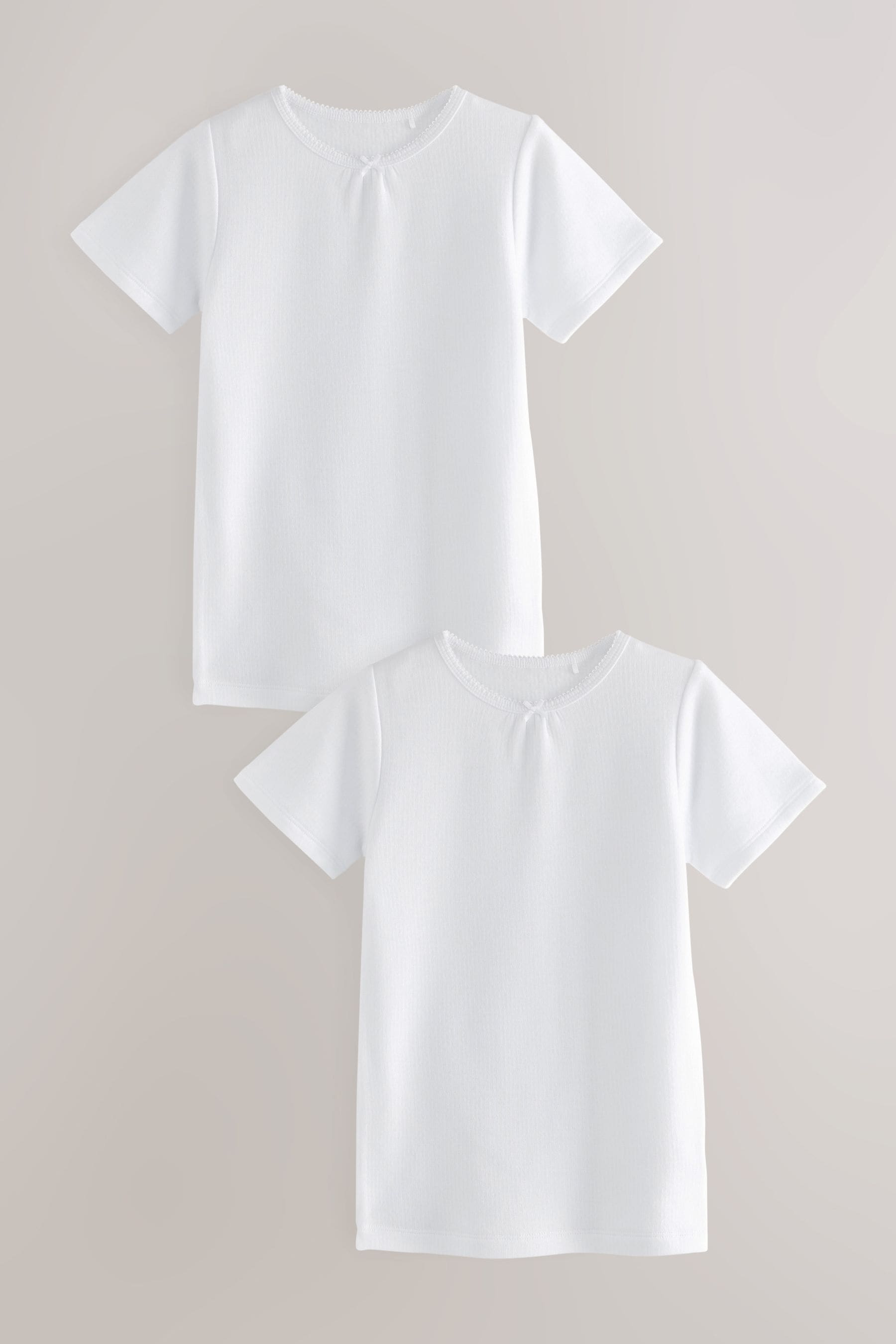 White Thermal Bow Trim T-Shirts 2 Pack (2-16yrs)