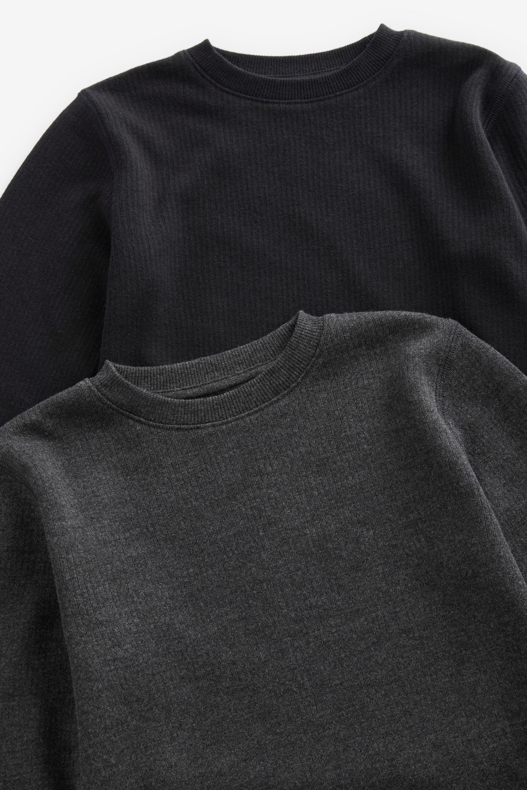 Black/Charcoal Thermal Long Sleeve Tops 2 Pack (2-16yrs)