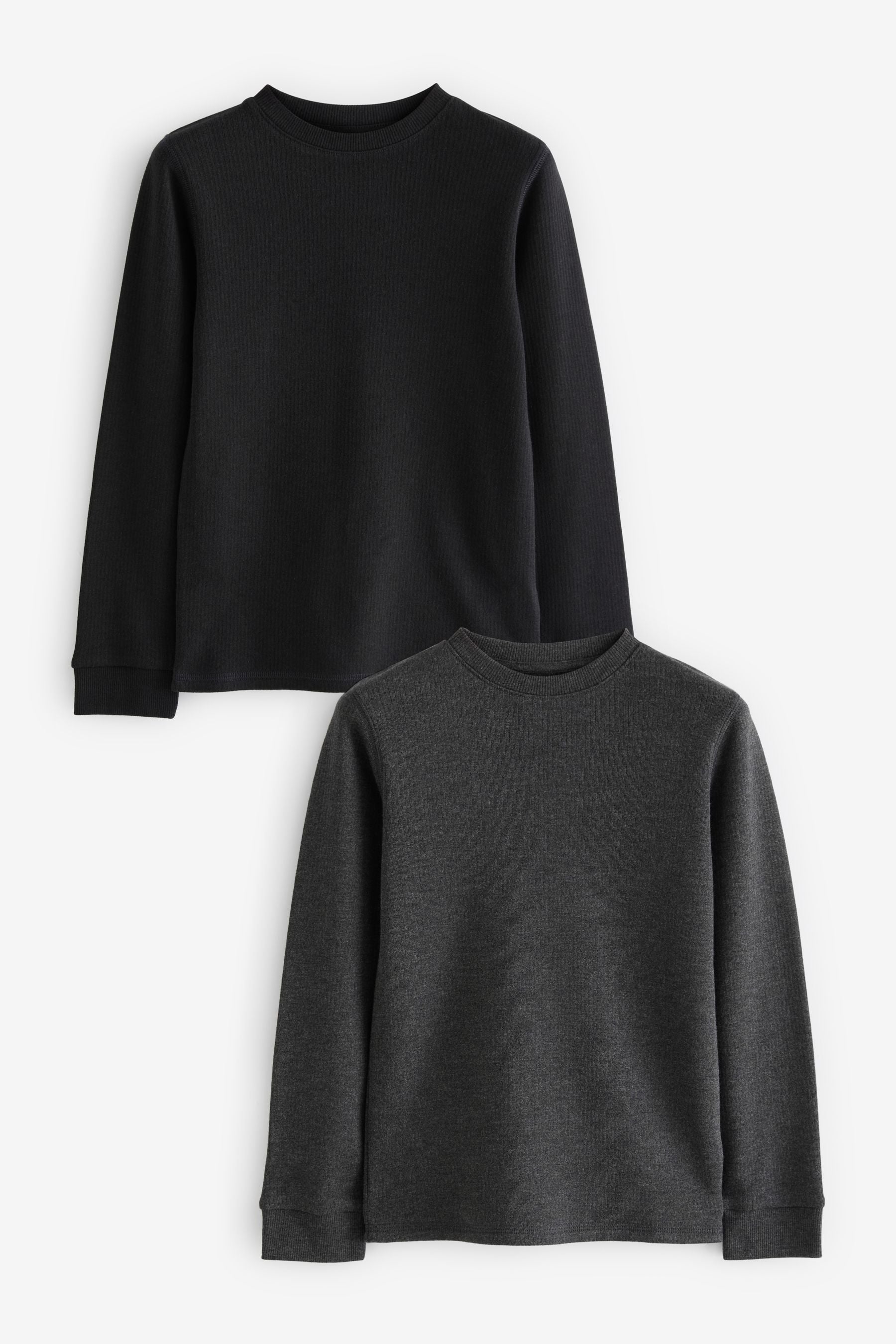 Black/Charcoal Thermal Long Sleeve Tops 2 Pack (2-16yrs)