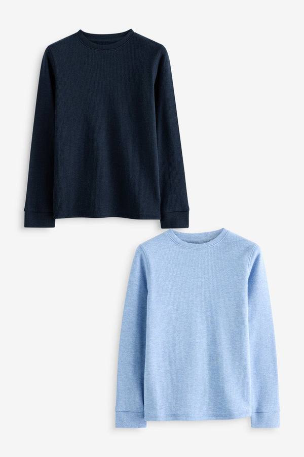 Blue/Navy Thermal Long Sleeve Tops 2 Pack (2-16yrs)