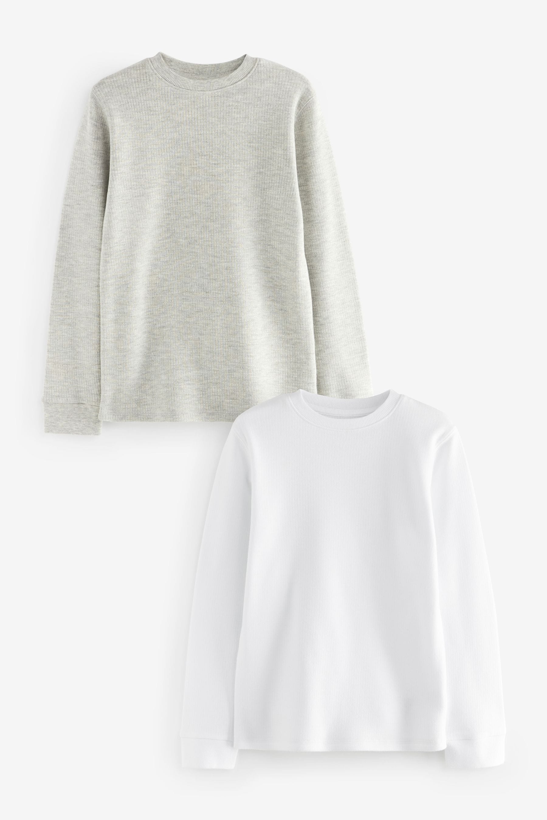 Grey/White Thermal Long Sleeve Tops 2 Pack (2-16yrs)