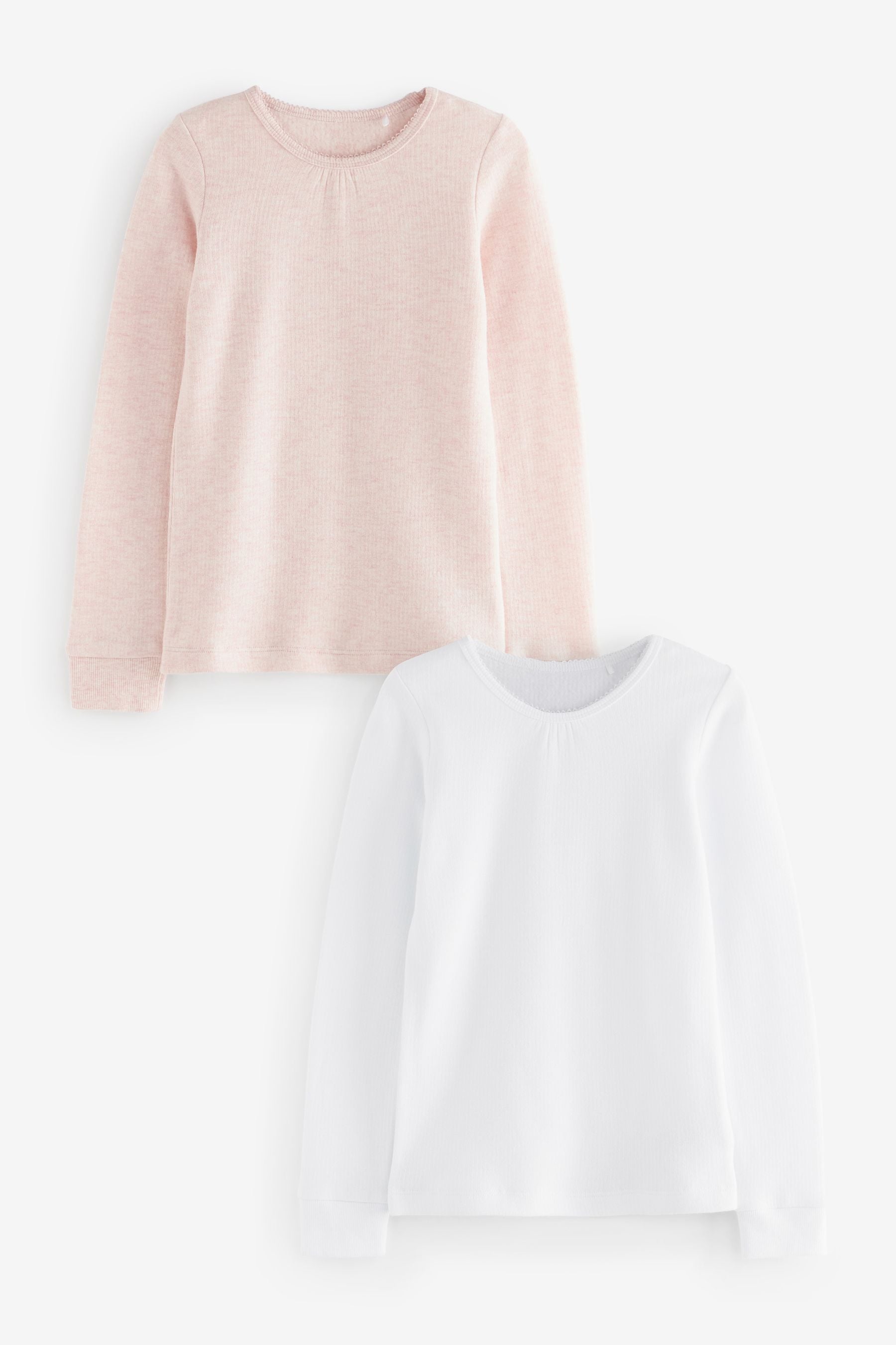 Pink/White Thermal Long Sleeve Tops 2 Pack (2-16yrs)