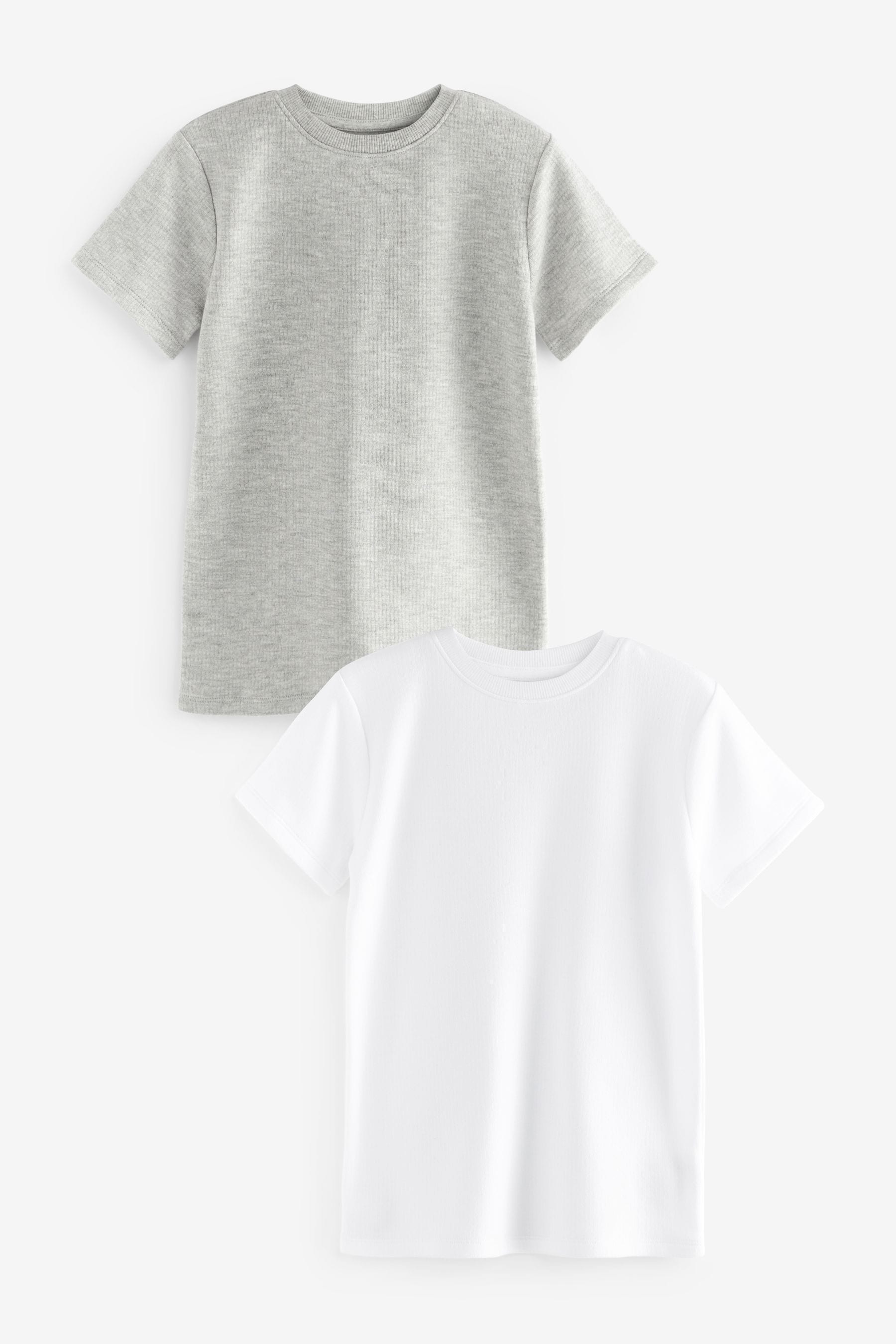 Grey/White Thermal Short Sleeve T-Shirts 2 Pack (2-16yrs)