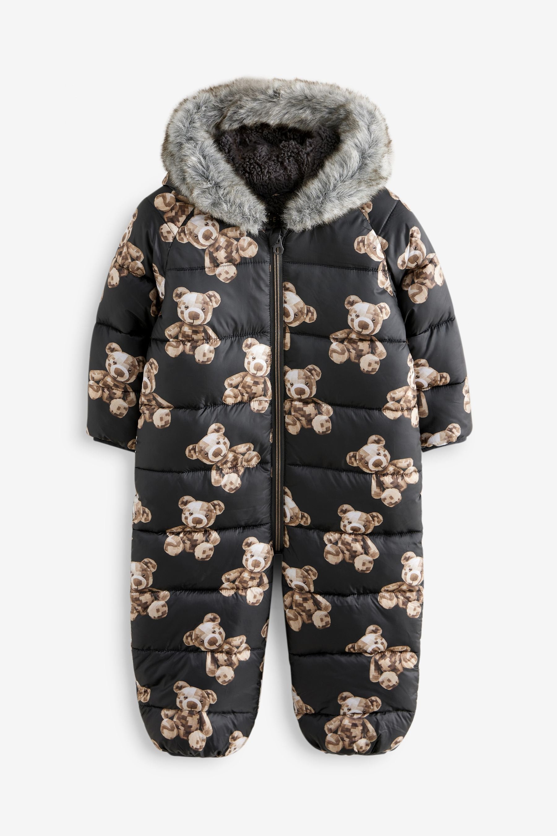 Black Printed Shower Resistant Snowsuit (3mths-7yrs)