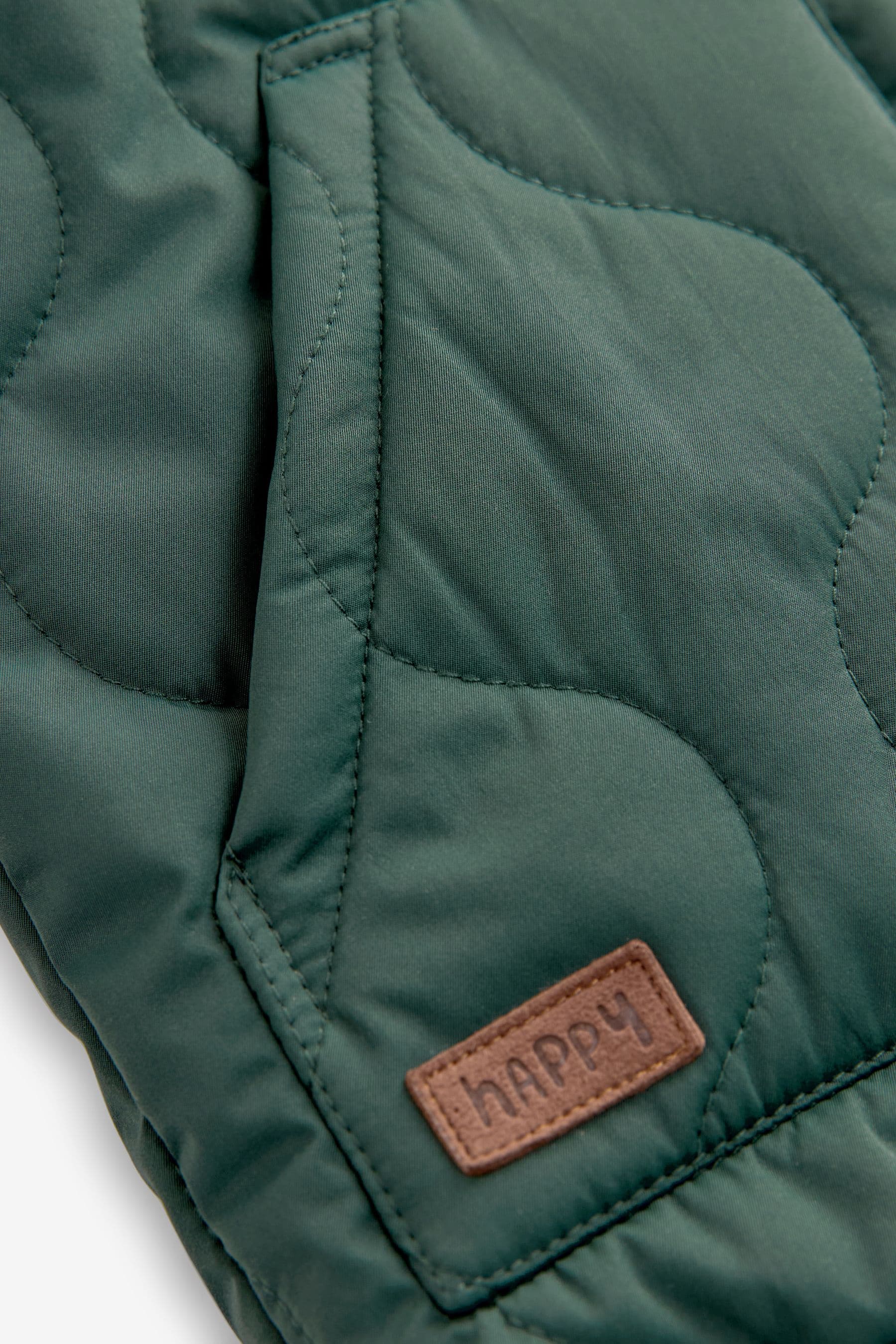 Green Quilted Borg Fleece Lined Shower Resistant Coat (3mths-7yrs)