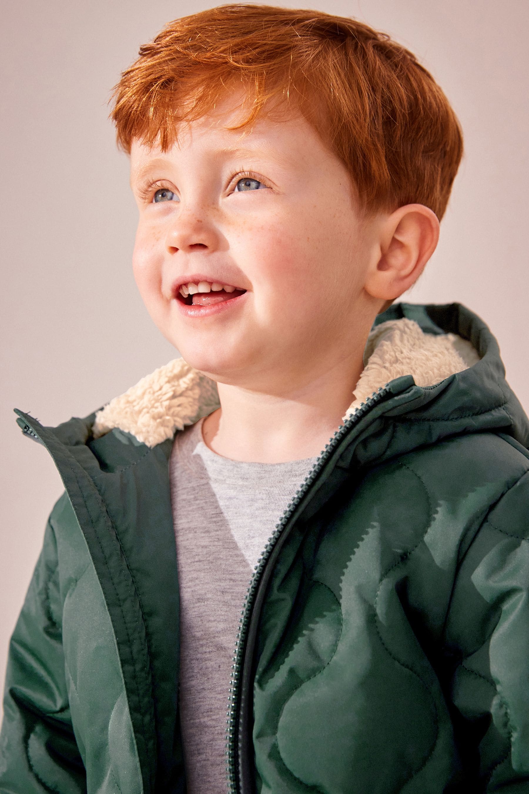 Green Quilted Borg Fleece Lined Shower Resistant Coat (3mths-7yrs)