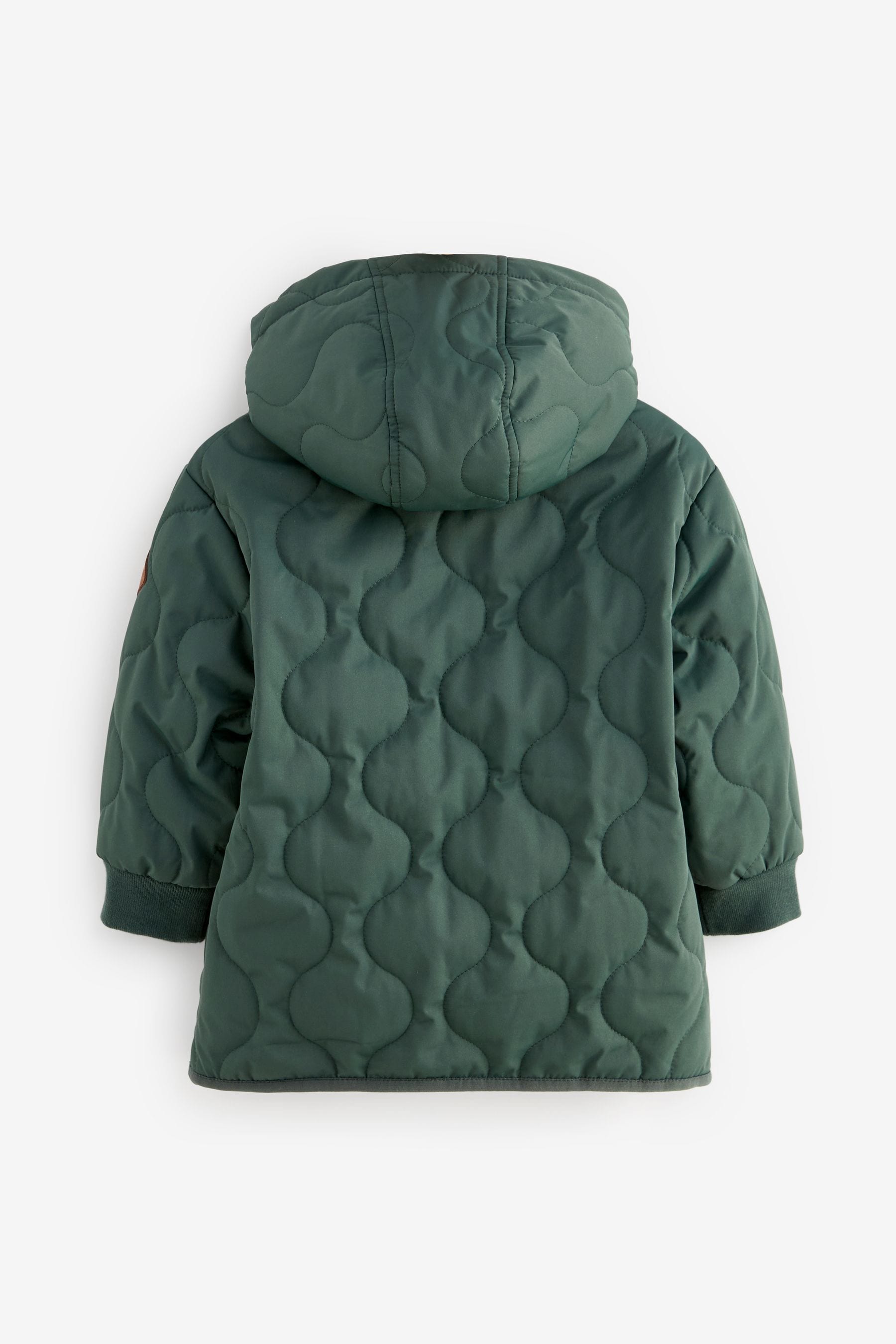 Green Quilted Borg Fleece Lined Shower Resistant Coat (3mths-7yrs)