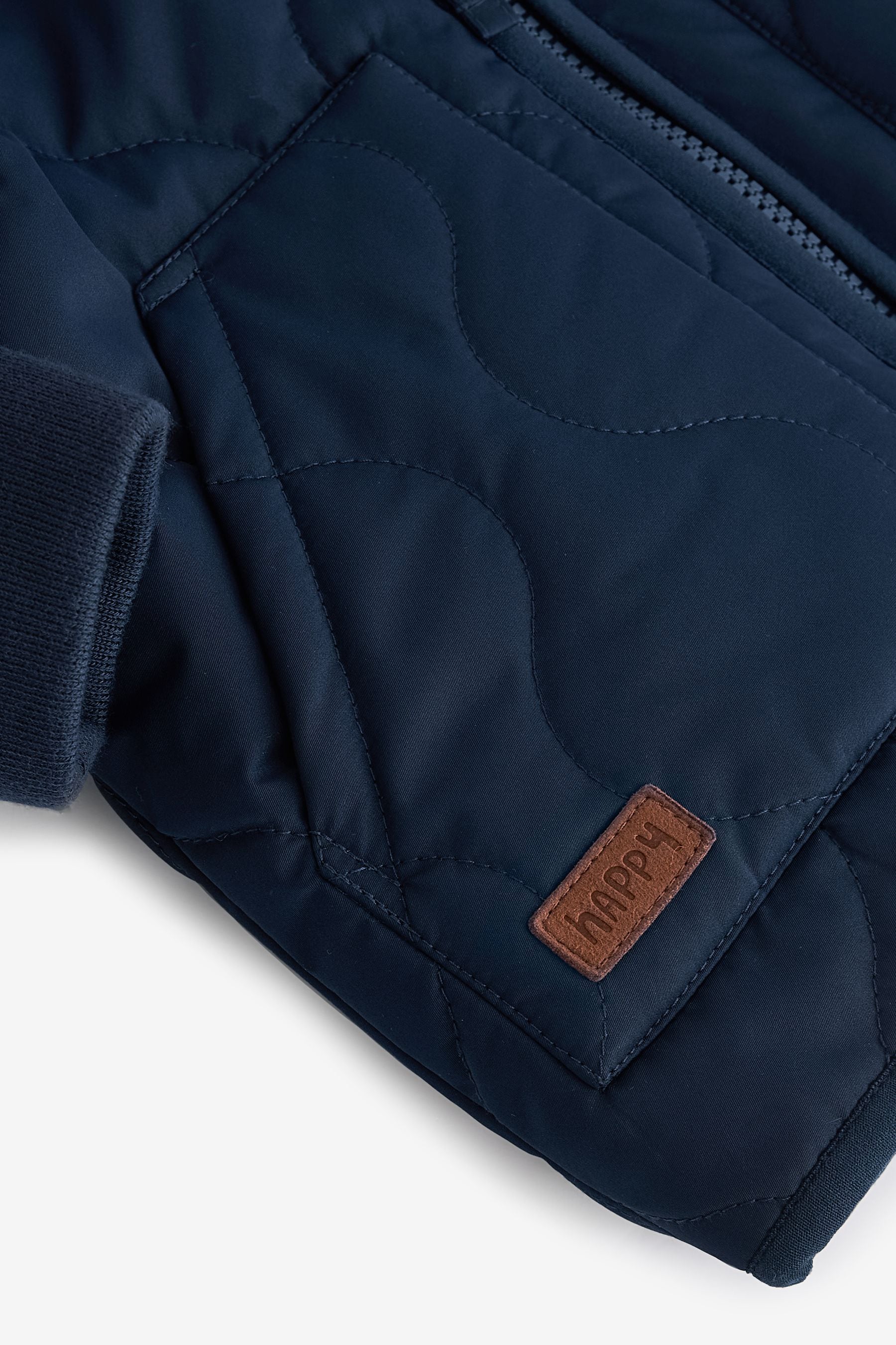 Navy Blue Quilted Borg Fleece Lined Shower Resistant Coat (3mths-7yrs)