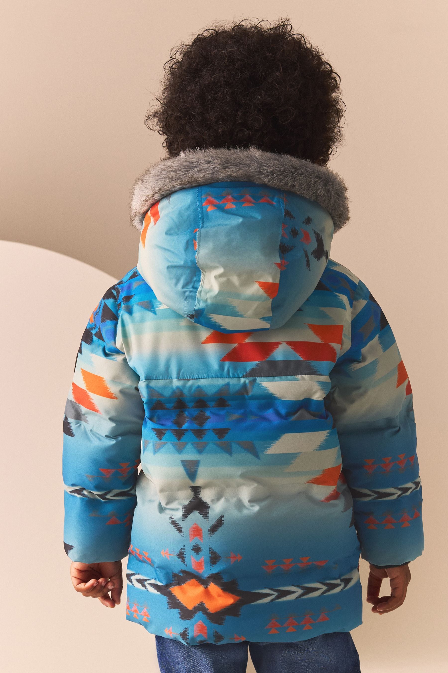 Blue Aztec Print Padded Jacket (3mths-7yrs)