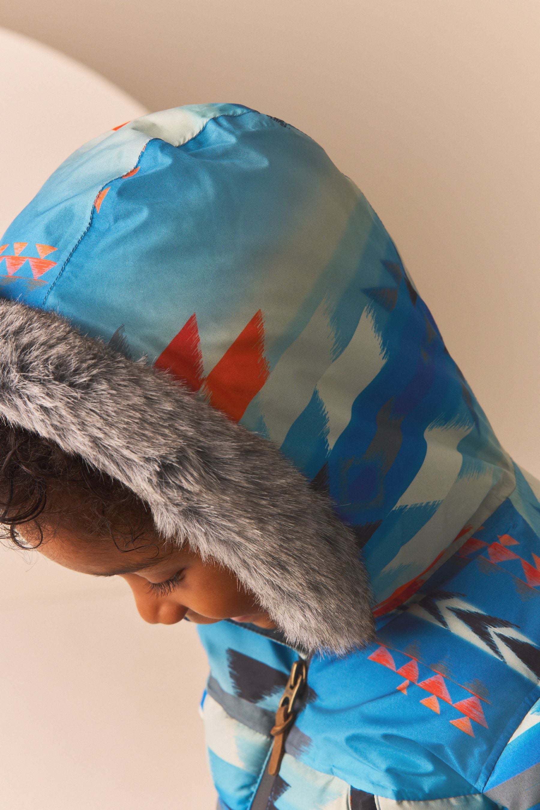 Blue Aztec Print Padded Jacket (3mths-7yrs)