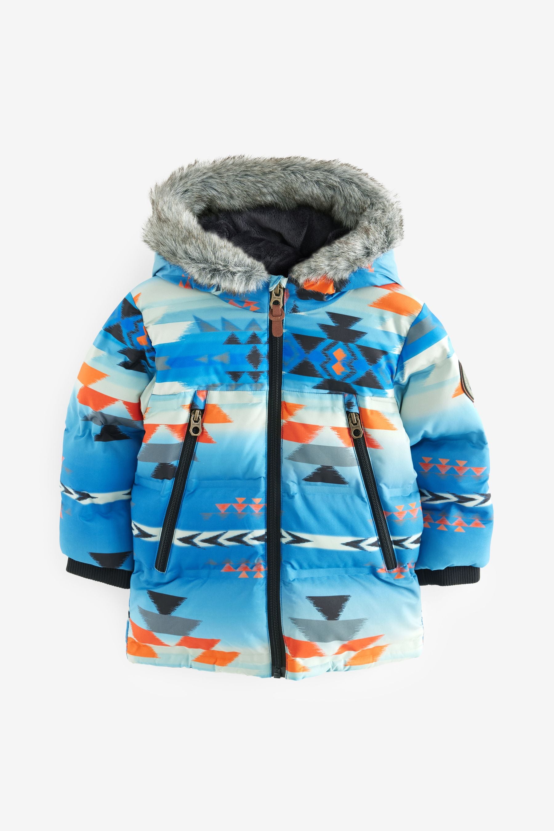 Blue Aztec Print Padded Jacket (3mths-7yrs)