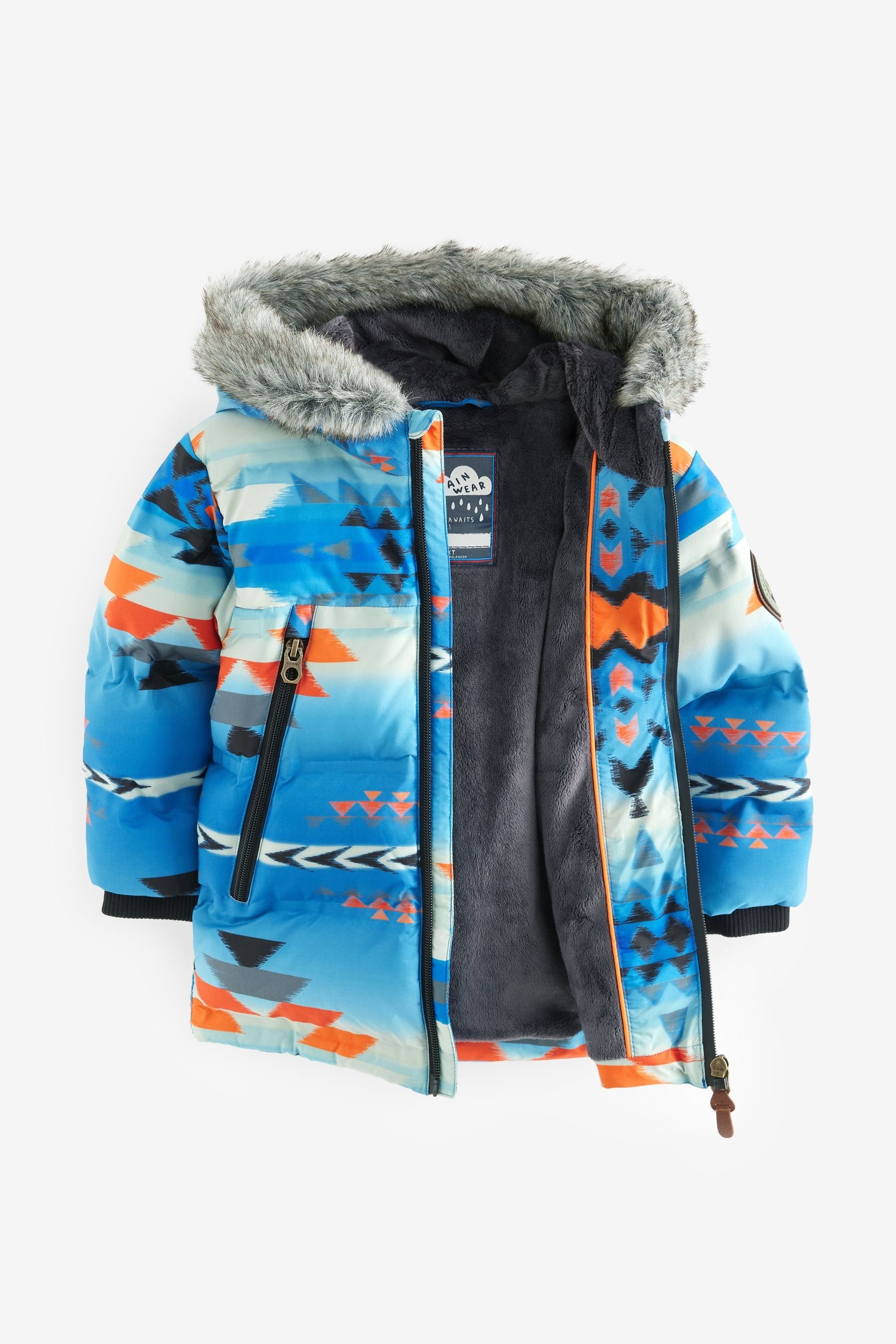 Blue Aztec Print Padded Jacket (3mths-7yrs)