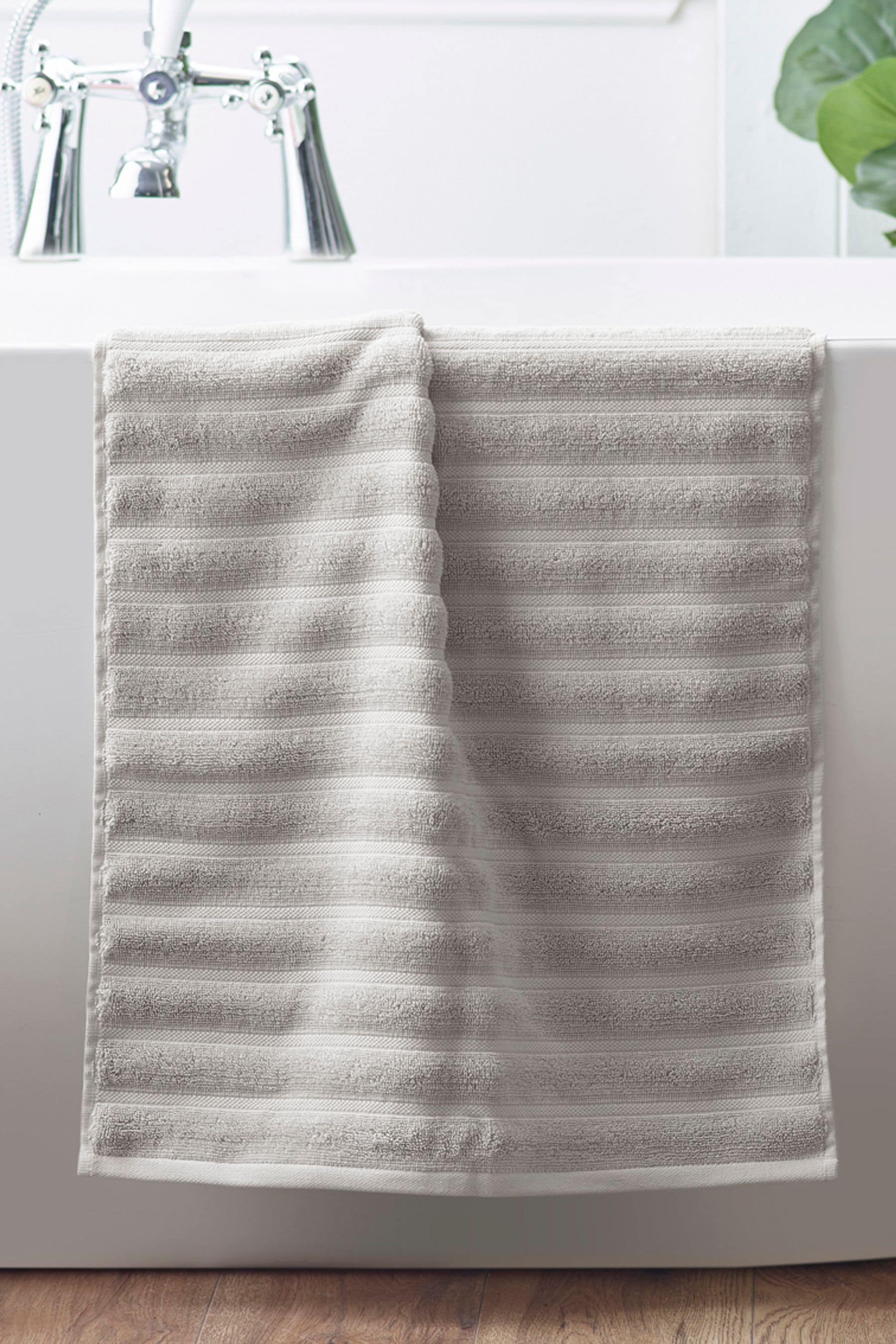 Greige Ribbed Towel with 100% Cotton