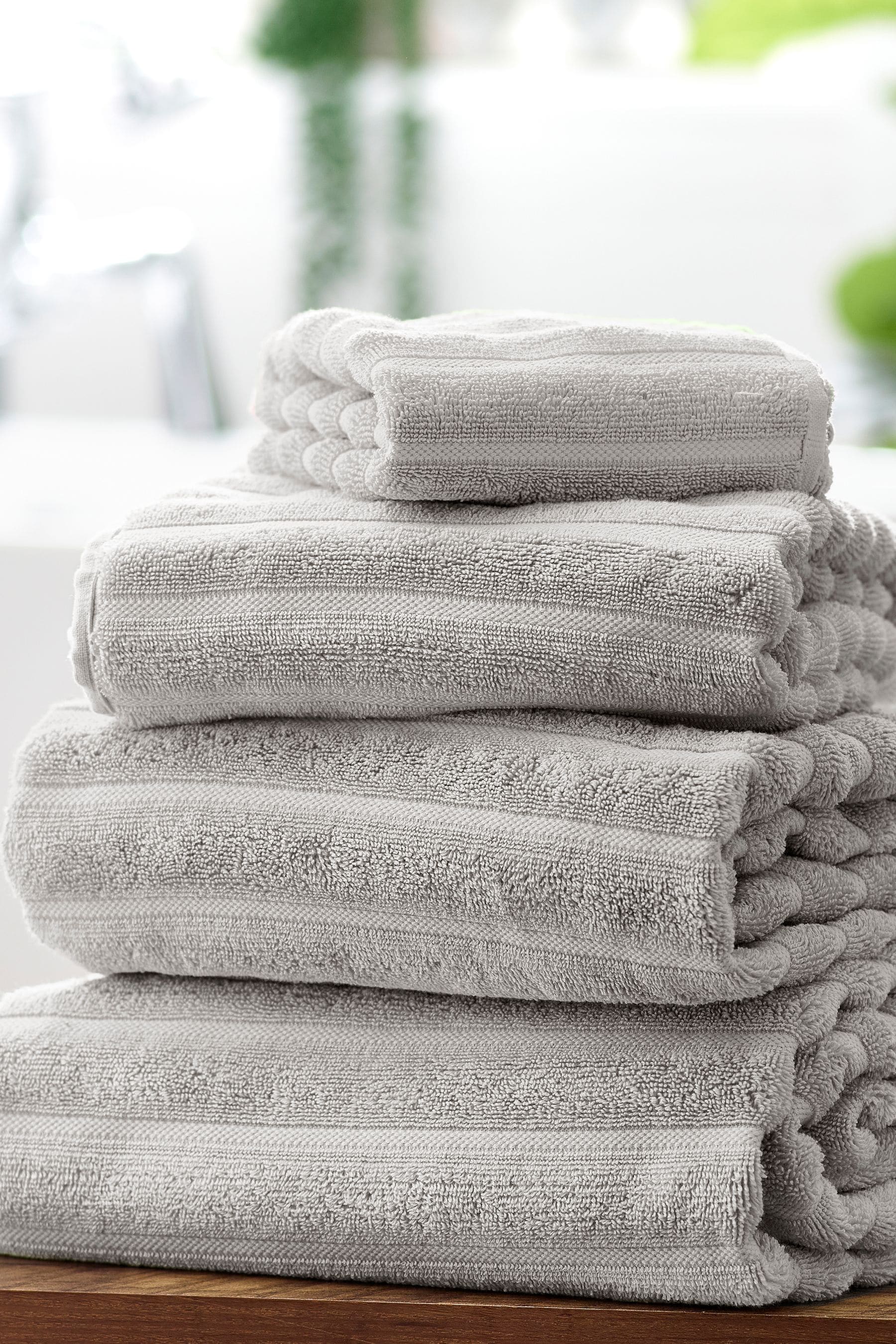 Greige Ribbed Towel with 100% Cotton