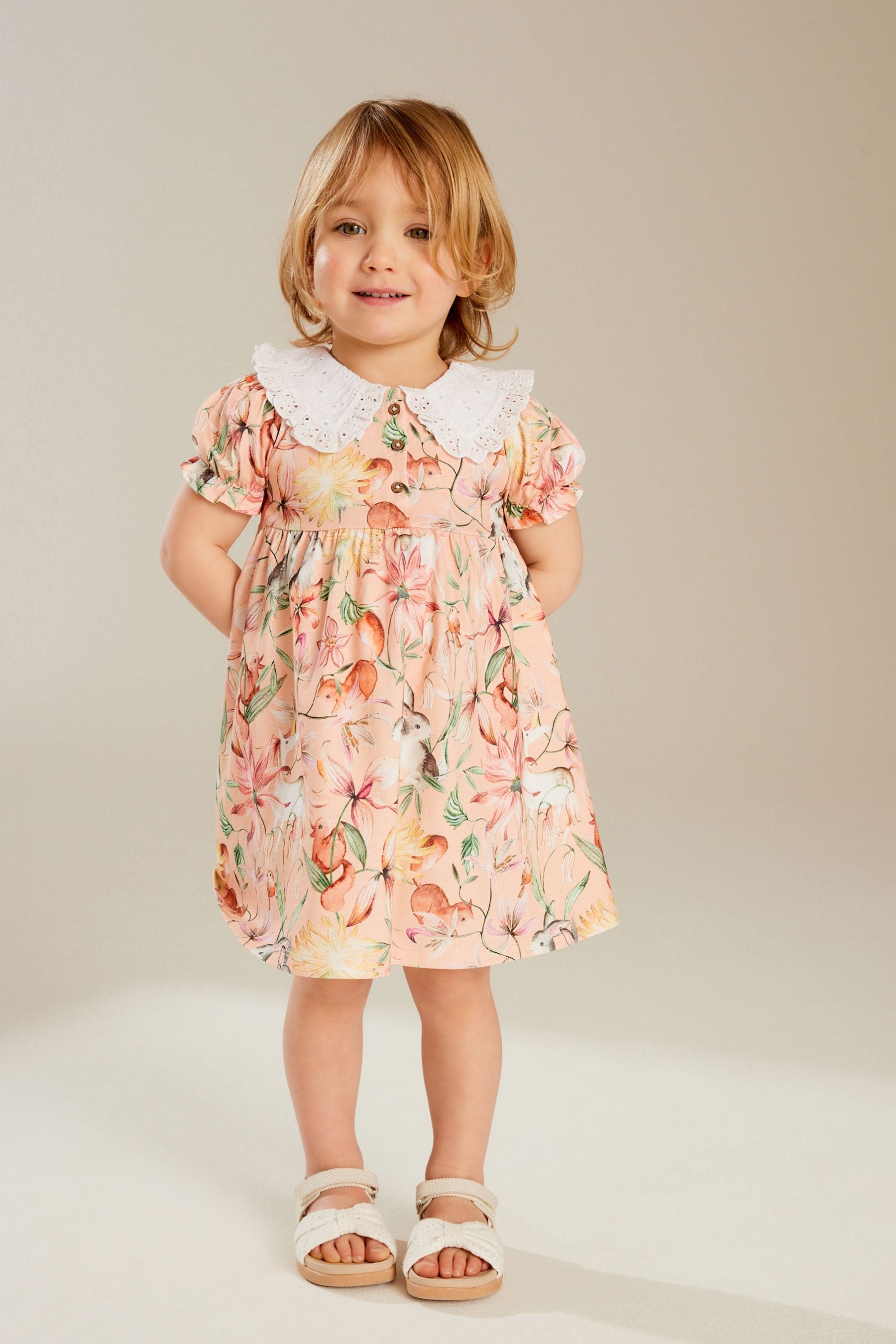 Pink Short Sleeve Collar Dress (3mths-7yrs)