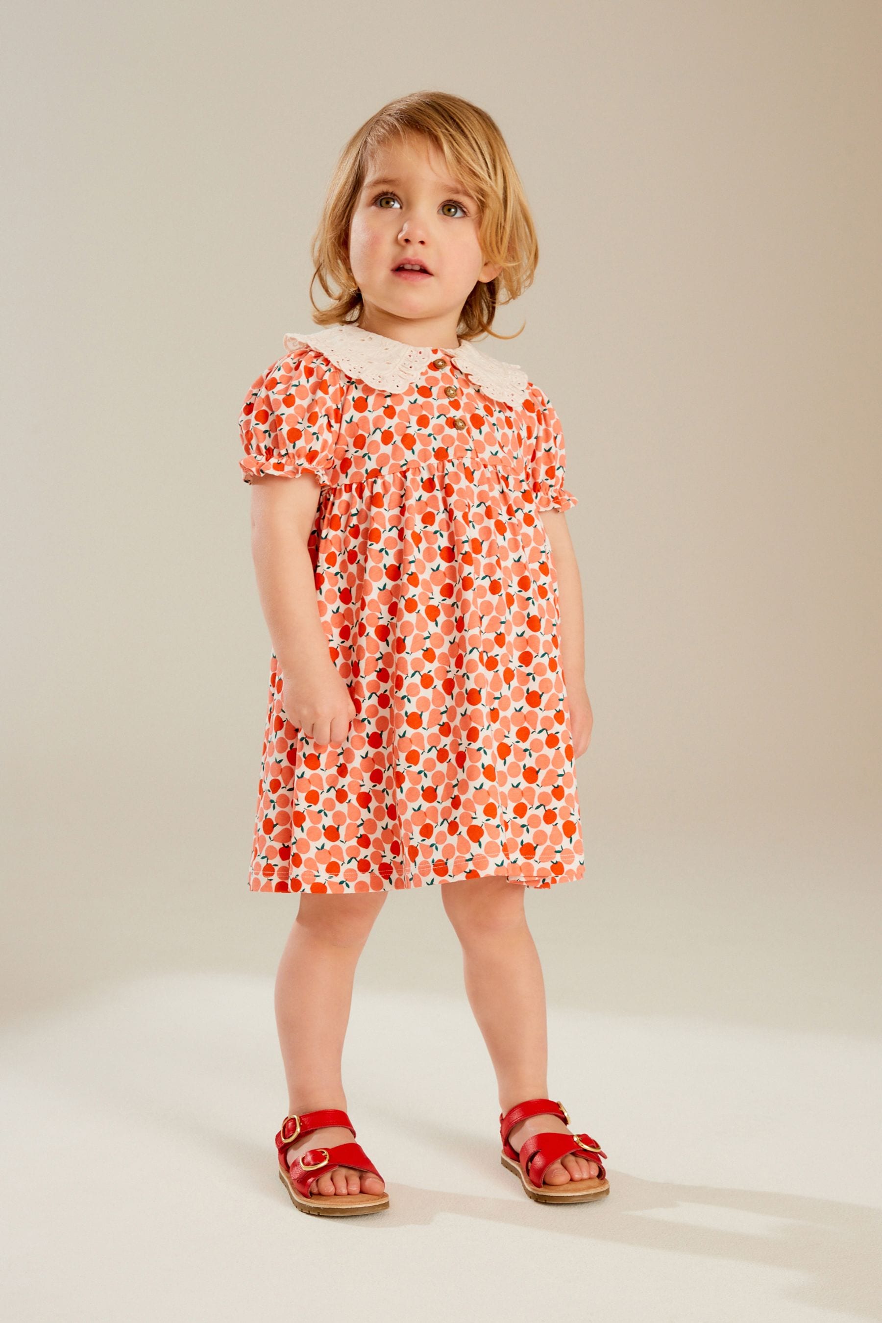 Red Short Sleeve Collar Dress (3mths-7yrs)