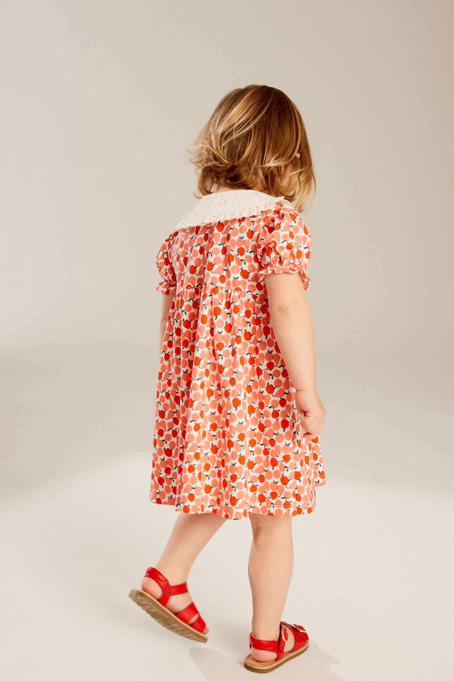 Red Short Sleeve Collar Dress (3mths-7yrs)