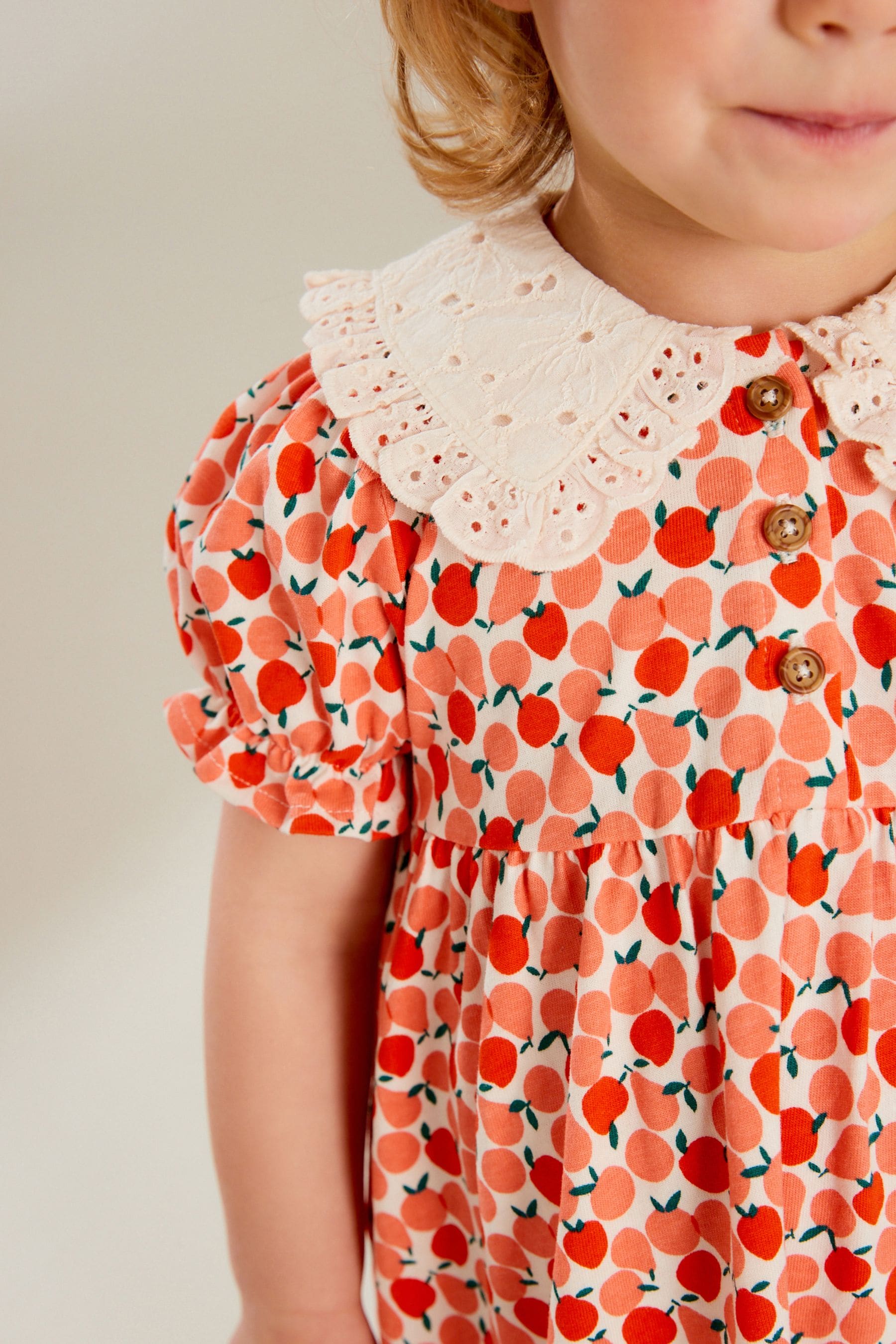 Red Short Sleeve Collar Dress (3mths-7yrs)