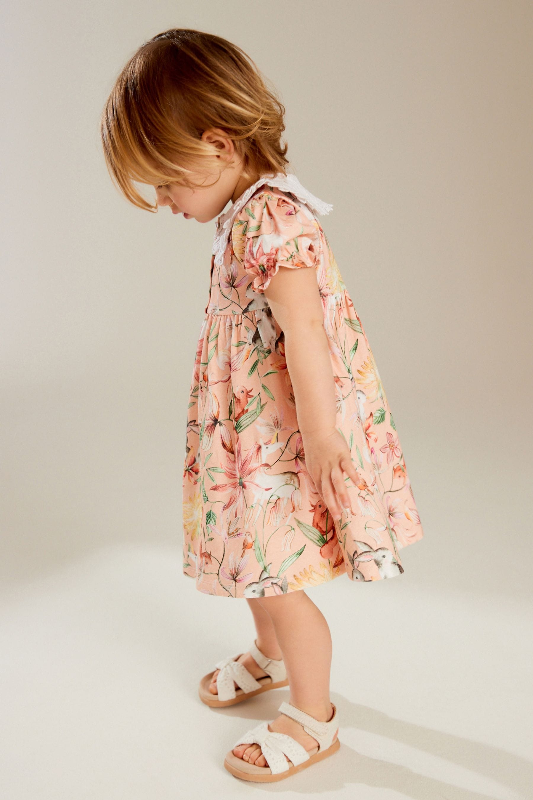 Pink Short Sleeve Collar Dress (3mths-7yrs)