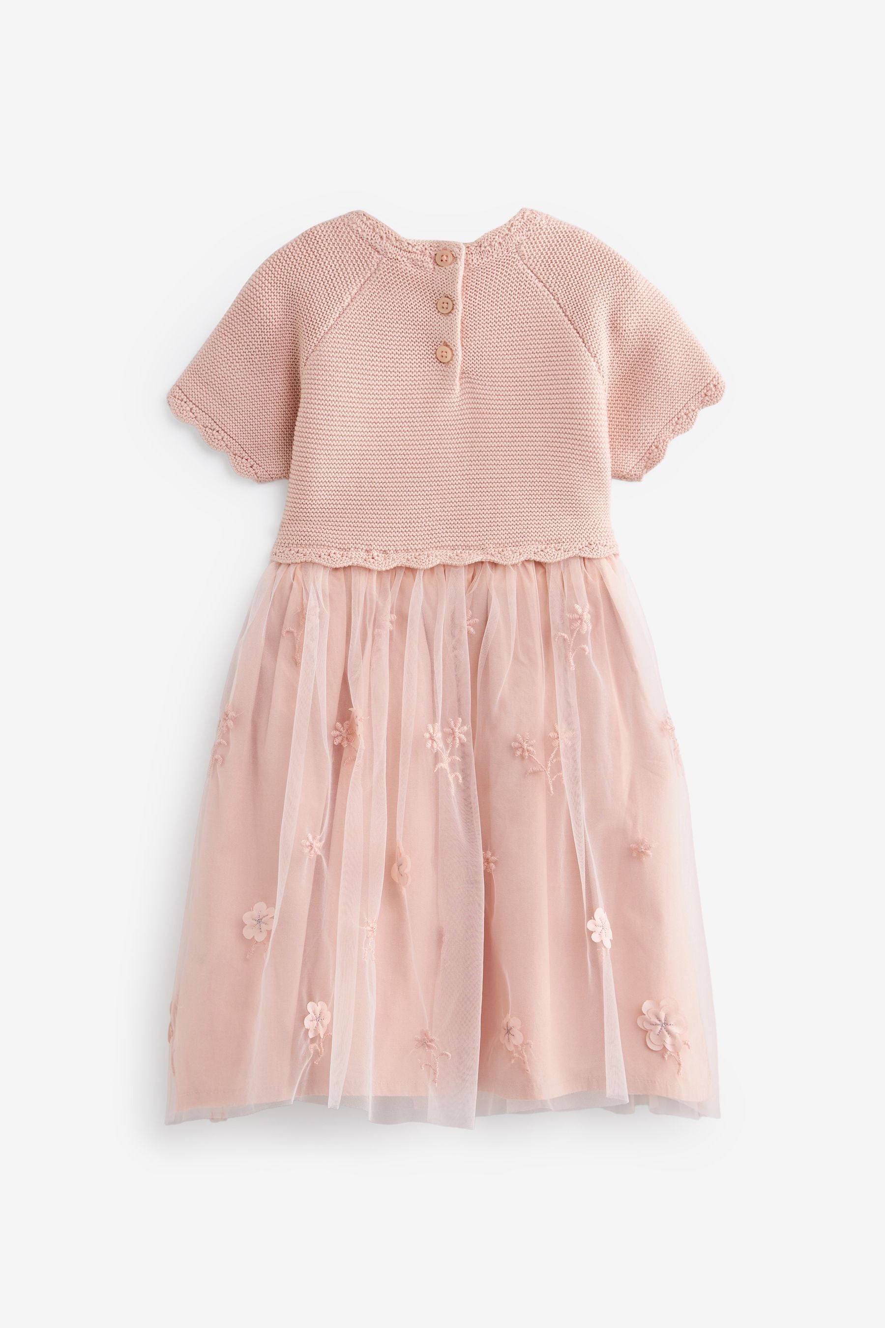 Pink 2-In-1 Embroidered Mesh Occasion Dress (3mths-7yrs)