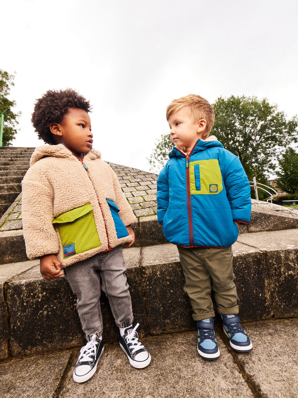 Teal Blue Reversible Borg Jacket (3mths-7yrs)