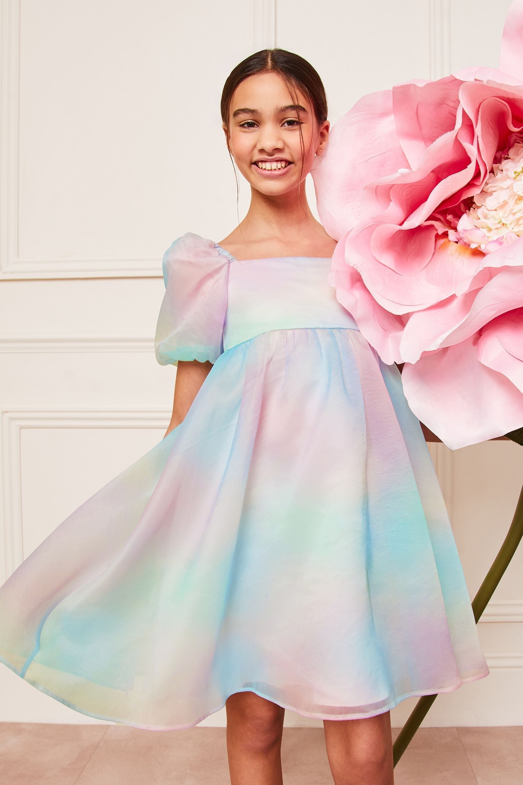 Pink/Blue/Purple Lipsy Rainbow Organza Occasion Dress (2-16yrs)