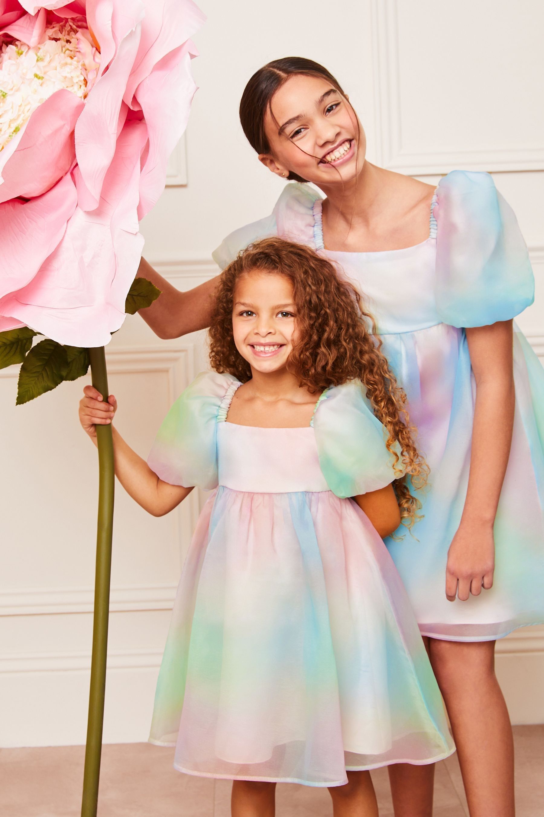 Pink/Blue/Purple Lipsy Rainbow Organza Occasion Dress (2-16yrs)