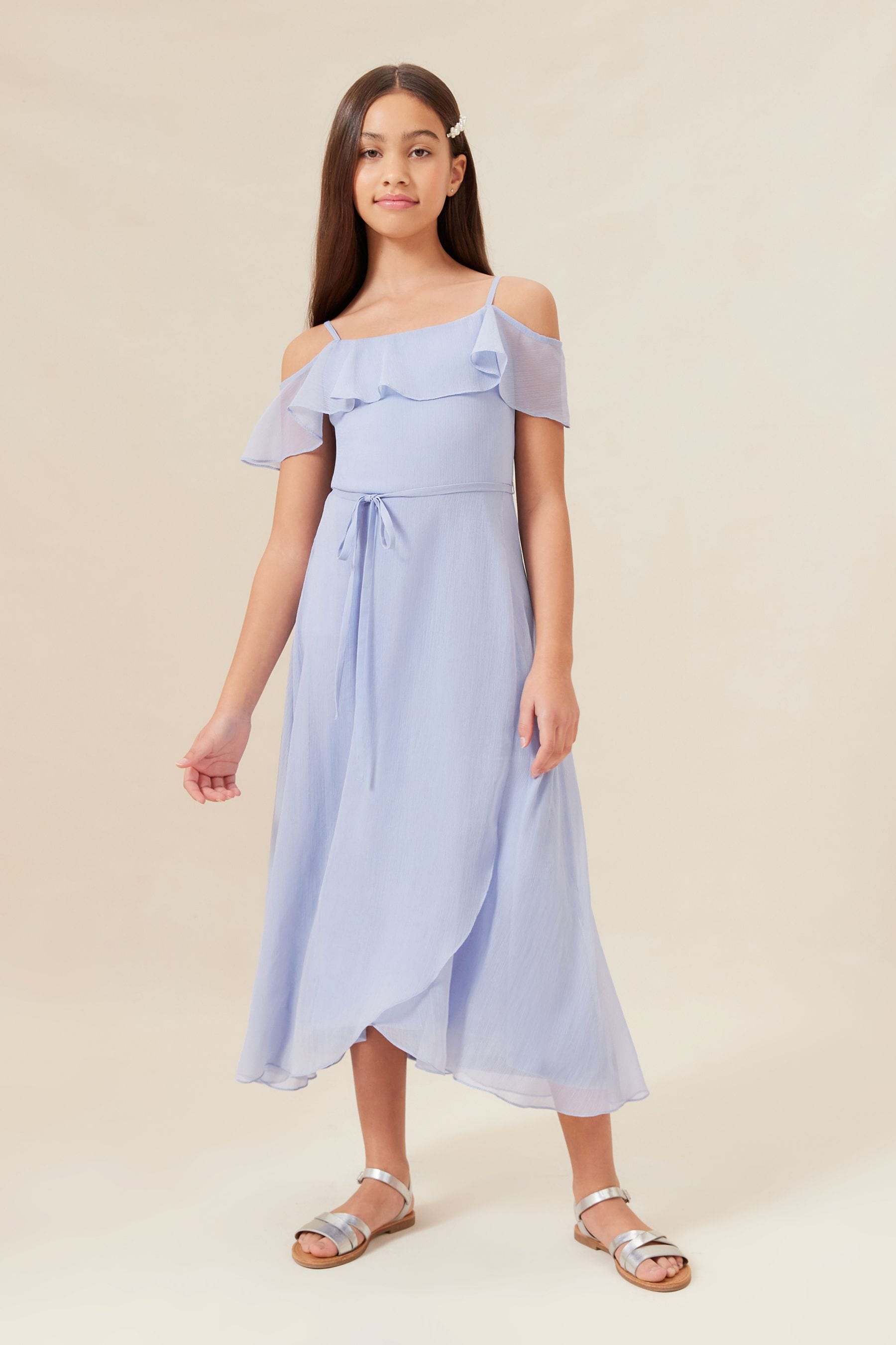 Blue Lipsy Cold Shoulder Maxi Occasion Dress (10-16yrs)