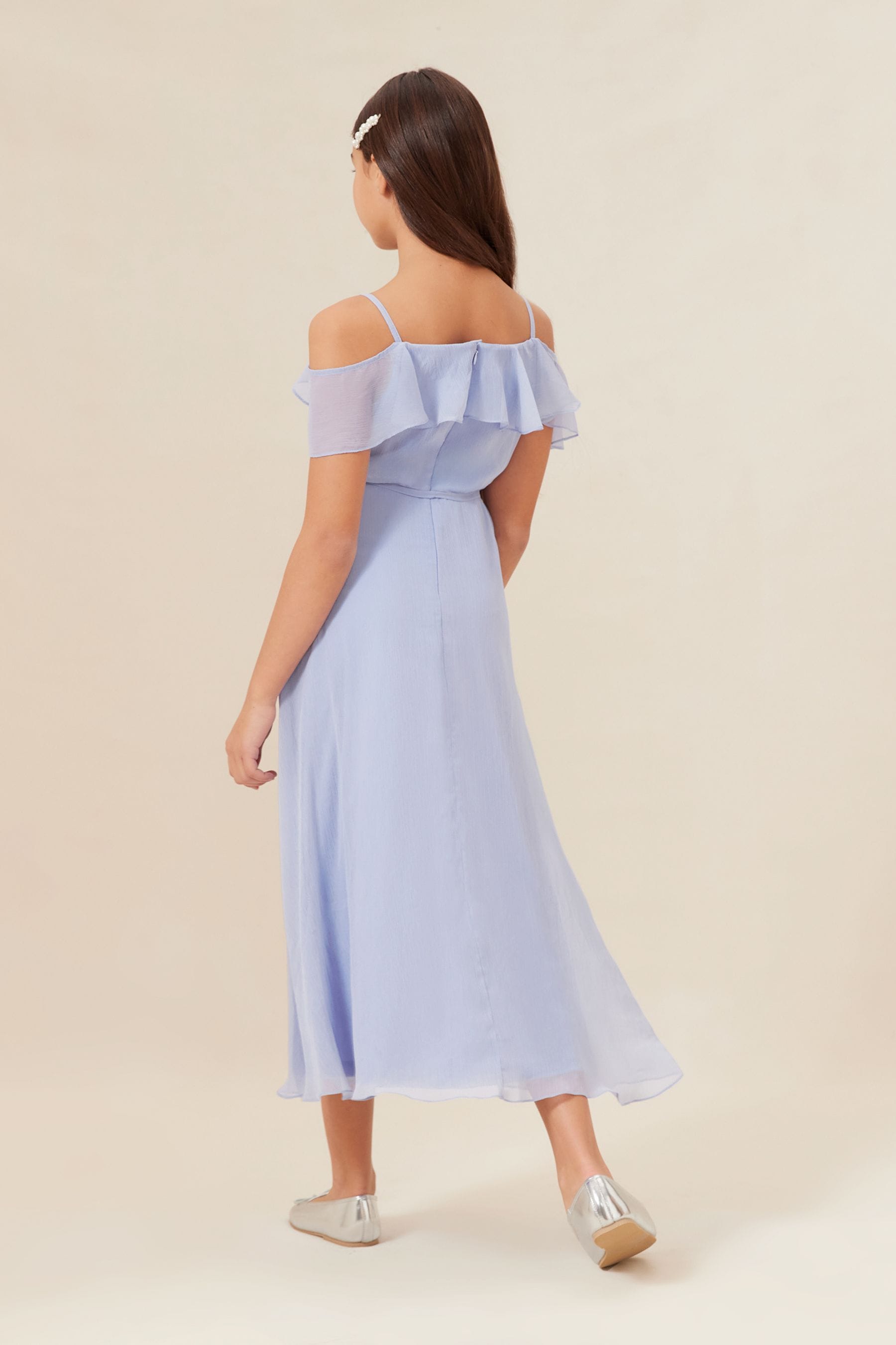 Blue Lipsy Cold Shoulder Maxi Occasion Dress (10-16yrs)