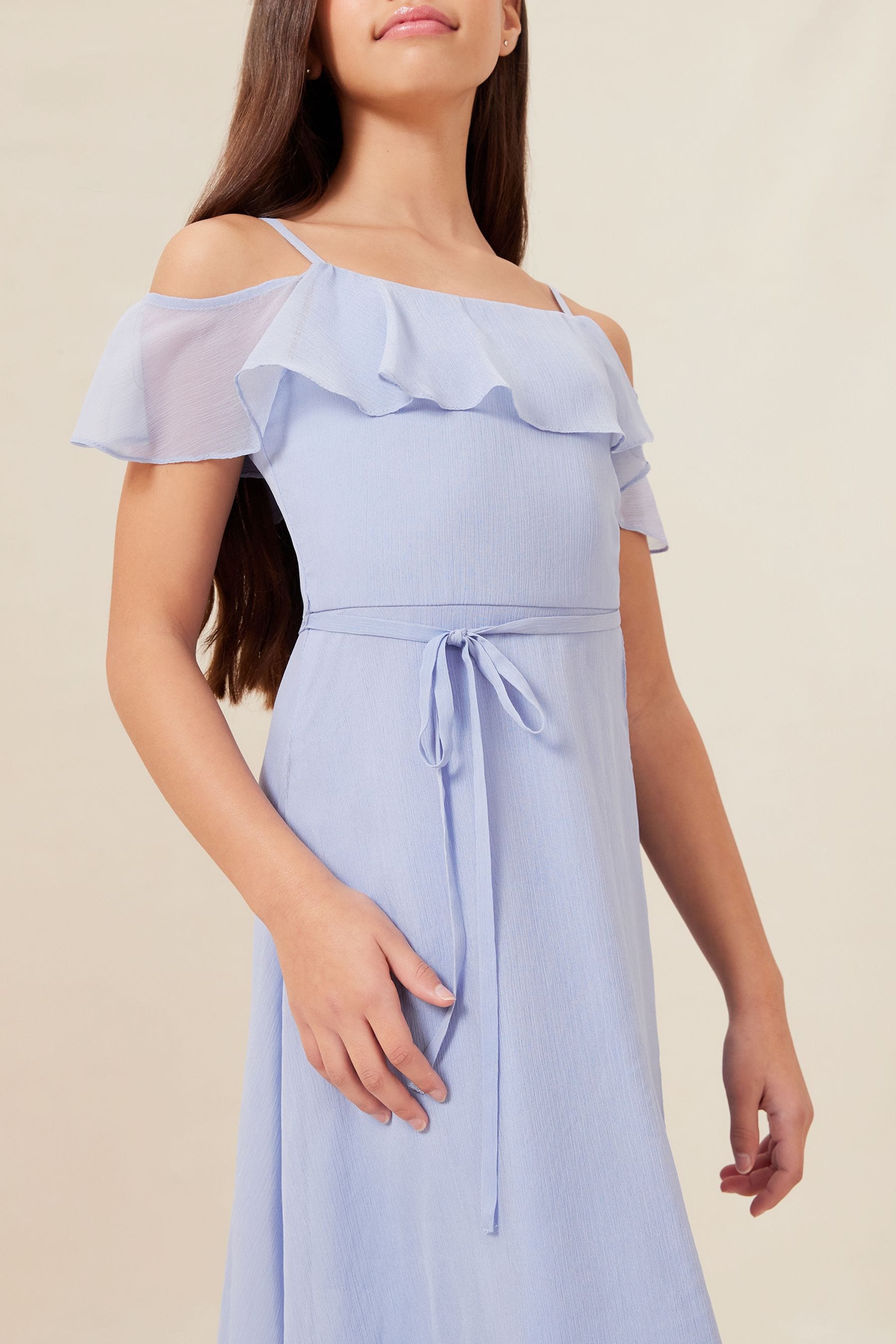 Blue Lipsy Cold Shoulder Maxi Occasion Dress (10-16yrs)