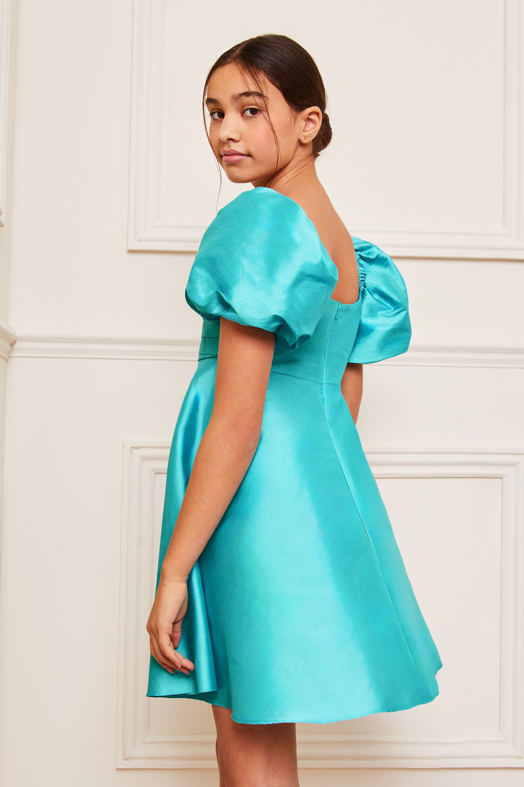 Blue Lipsy Taffeta Square Neck Occasion Dress (3-16yrs)