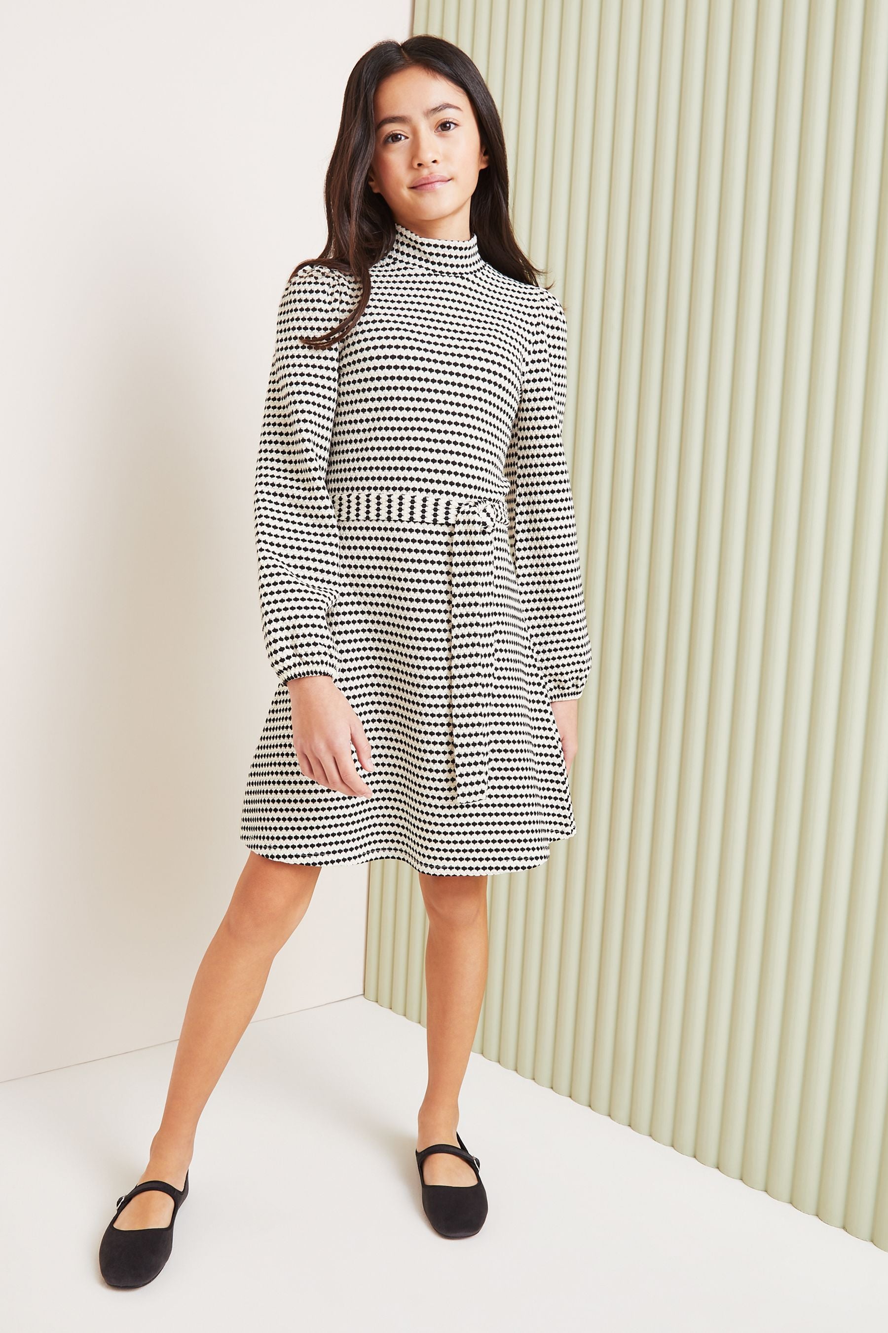 Black/White Stripe Jersey Dress (5-16yrs)