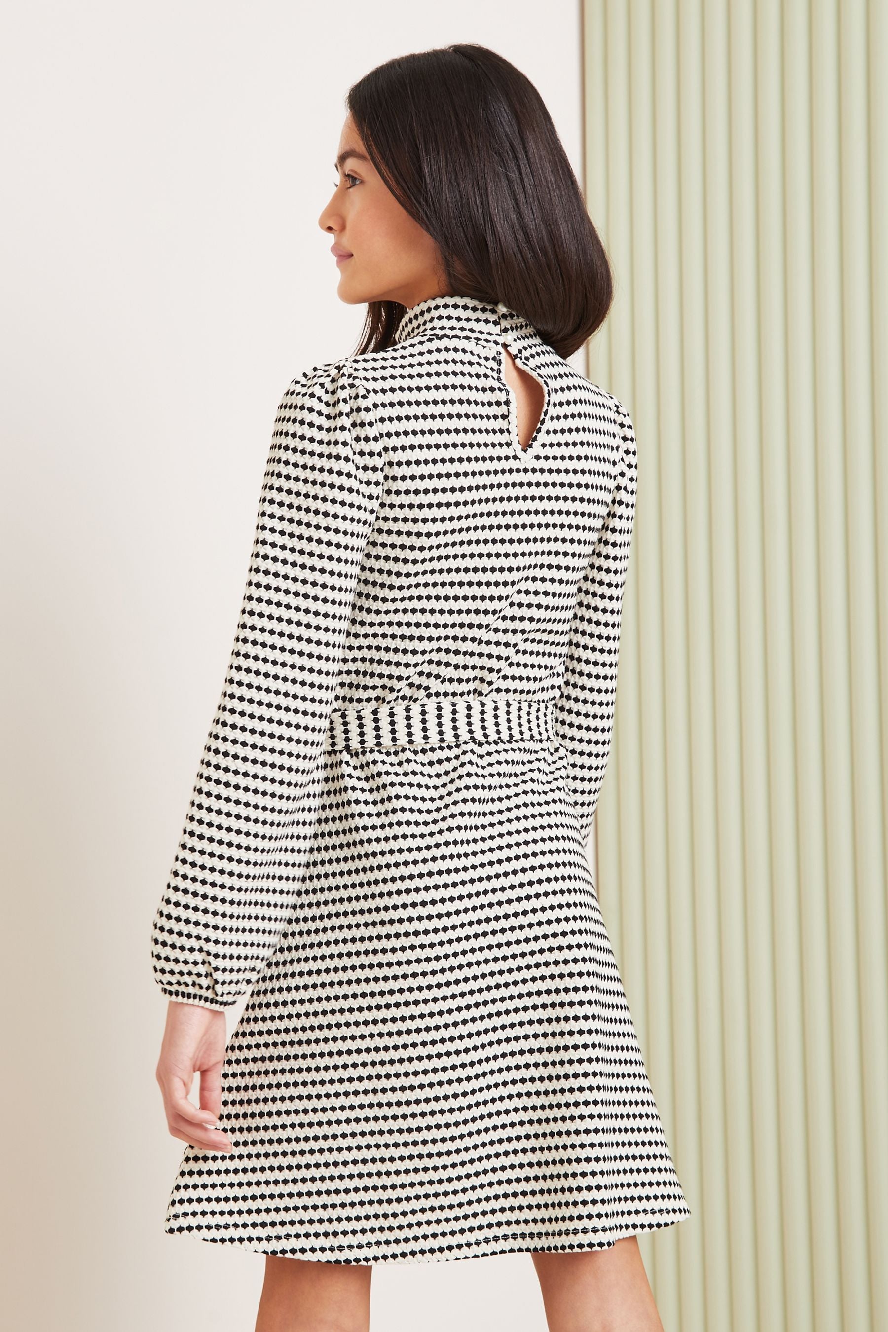 Black/White Stripe Jersey Dress (5-16yrs)