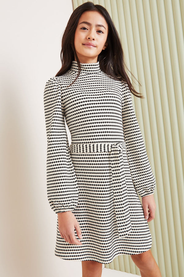 Black/White Stripe Jersey Dress (5-16yrs)