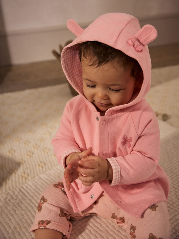 Pink Baby Hooded 100% Cotton Jacket (0mths-2yrs)