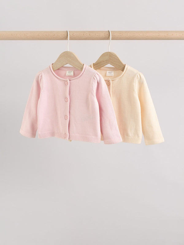 Pink/Neutral 100% Cotton Cardigans 2 Pack (0mths-3yrs)