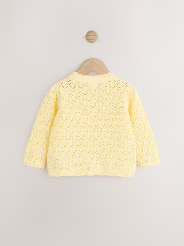 Yellow Baby Knitted 100% Cotton Cardigan (0mths-2yrs)