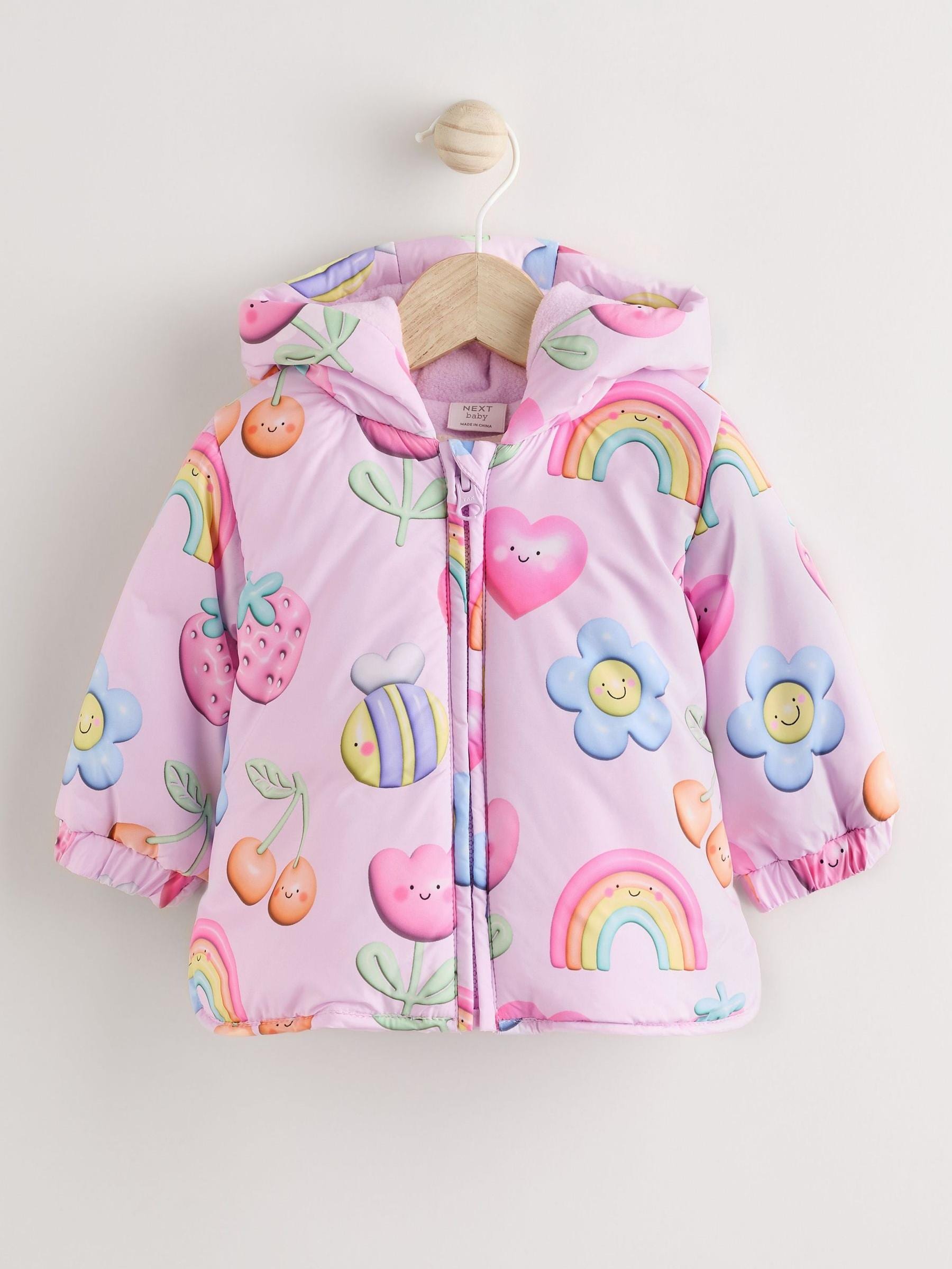 Pink Printed Baby Puffer Coat (0mths-2yrs)