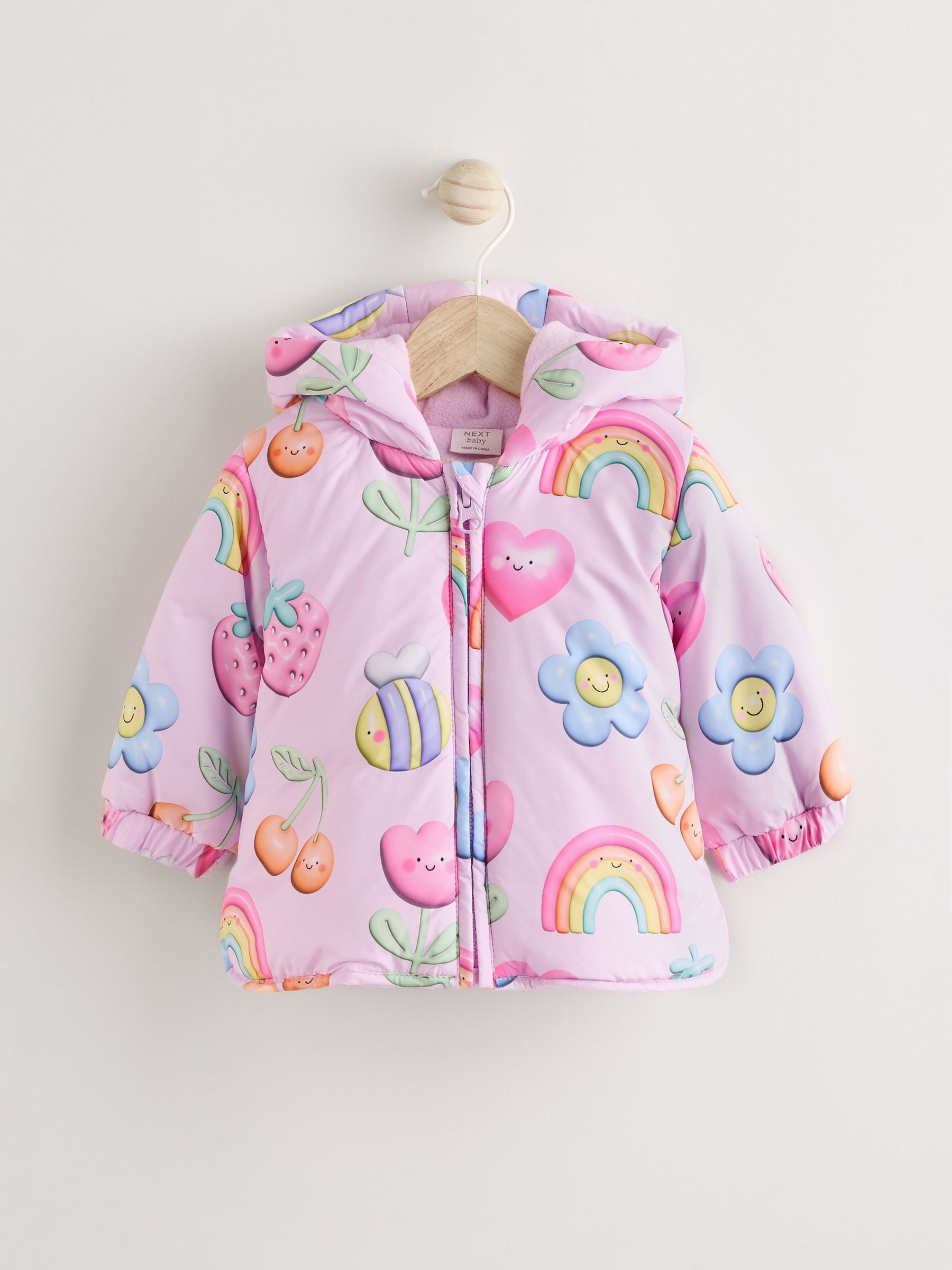 Pink Printed Baby Puffer Coat (0mths-2yrs)