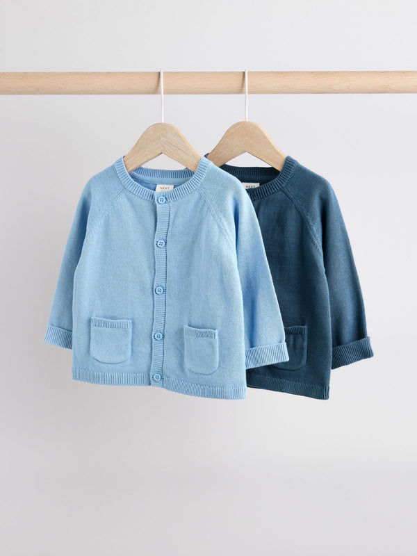 Blue 100% Cotton Cardigans 2 Pack (0mths-3yrs)