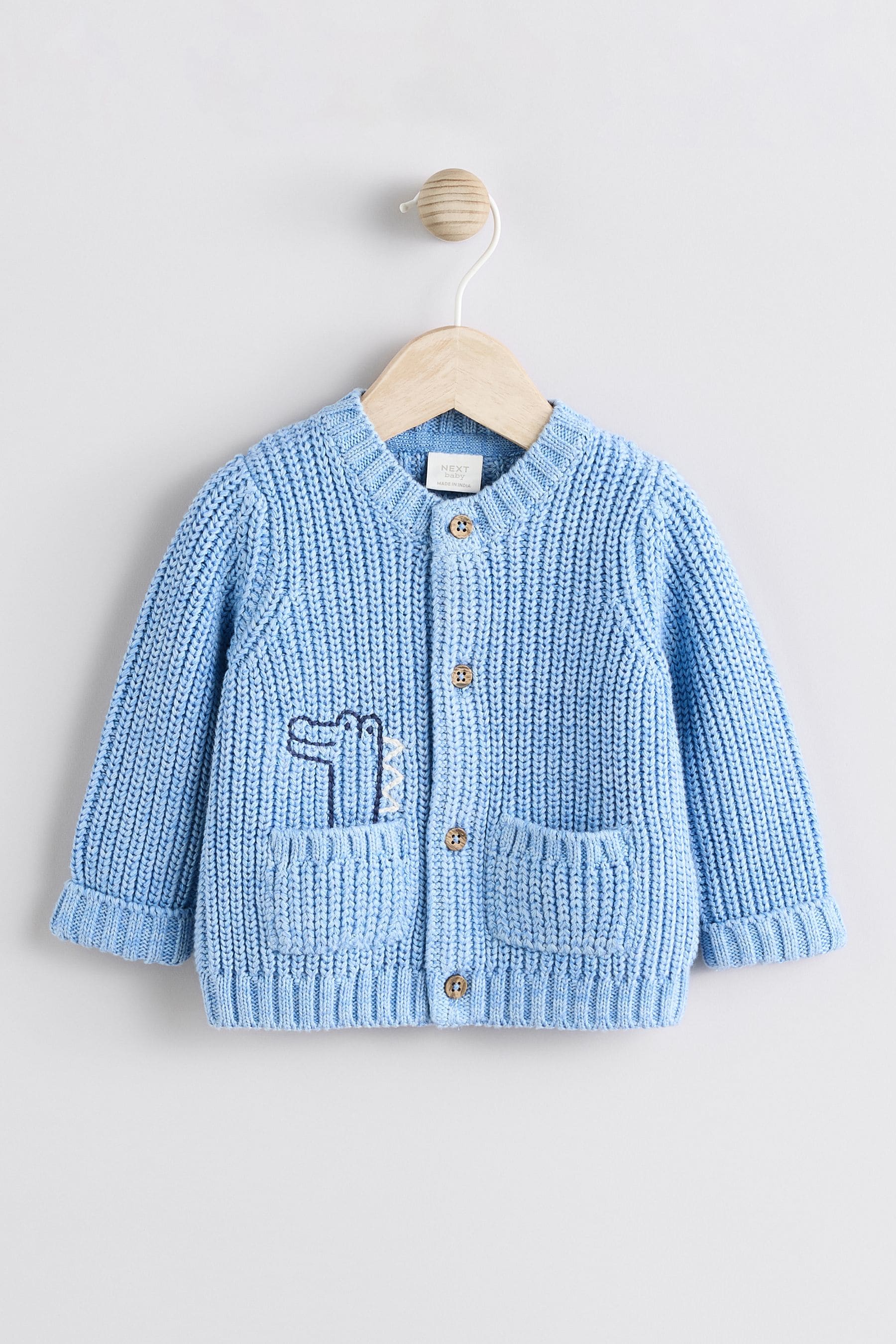 Blue Baby Knitted 100% Cotton Cardigan (0mths-2yrs)